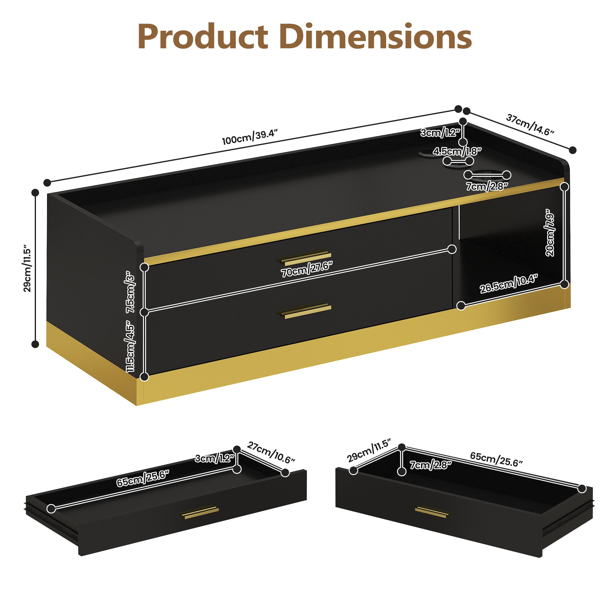 Advwin Wall Mount Barber Desk w/ Gold Accent