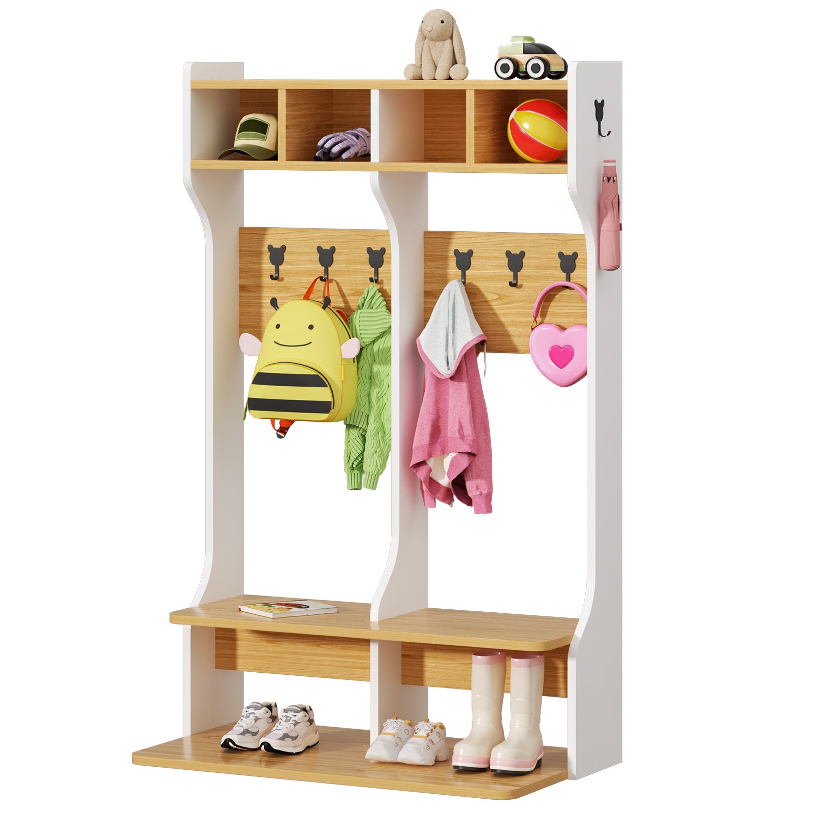 Advwin 2-Section Coat Locker with Bench