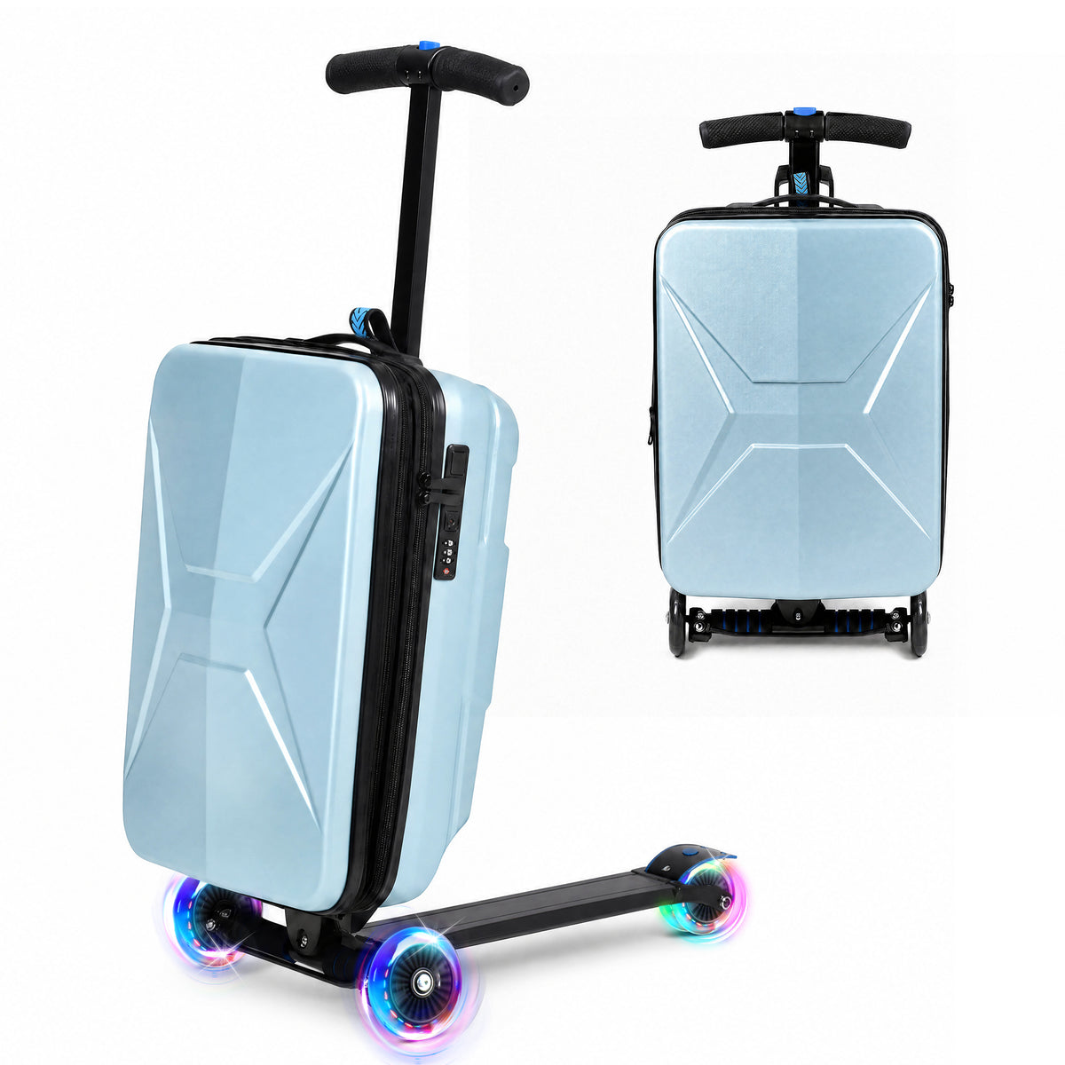Advwin Expandable Scooter Suitcase for Kids w/ LED Wheel
