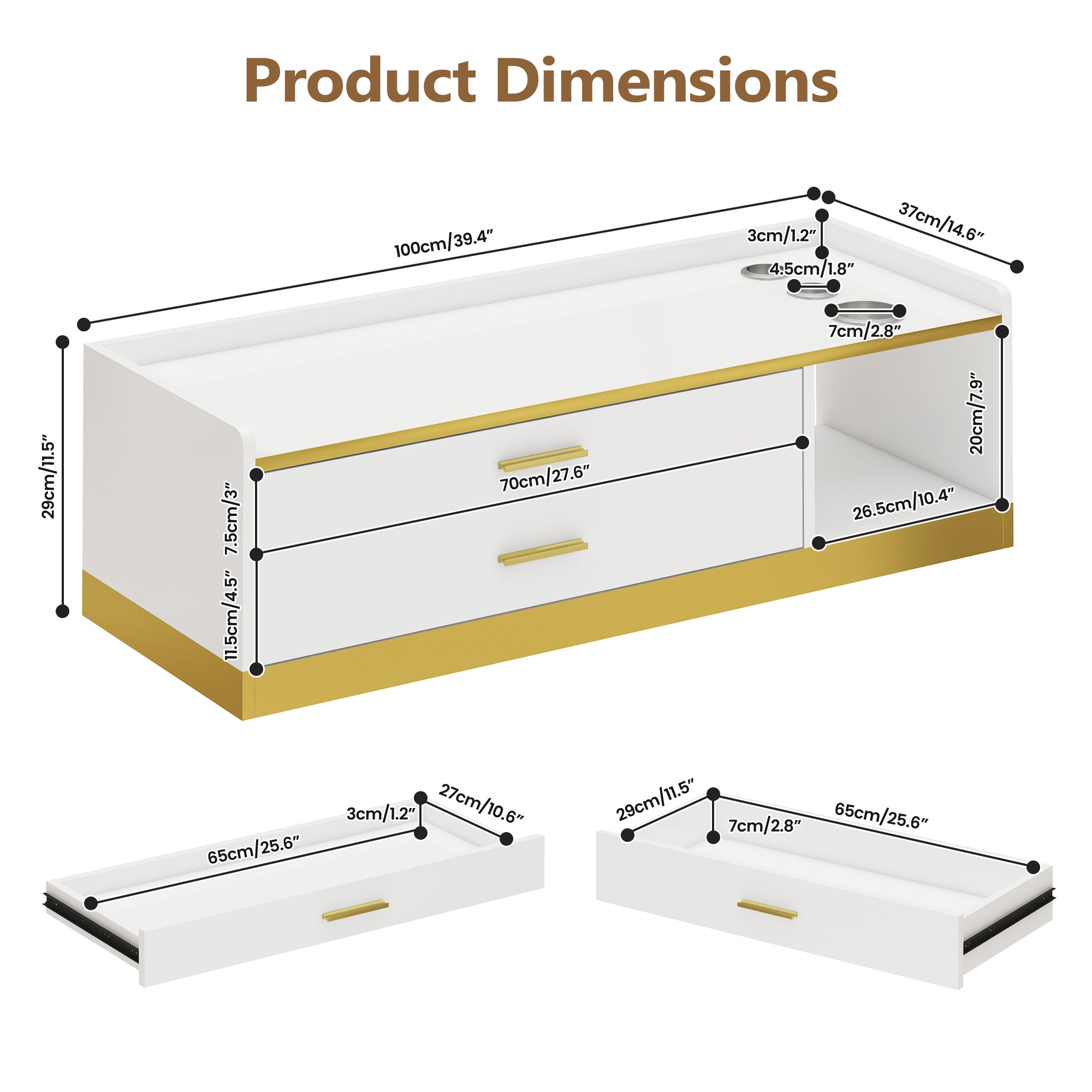 Advwin Wall Mount Barber Desk w/ Gold Accent