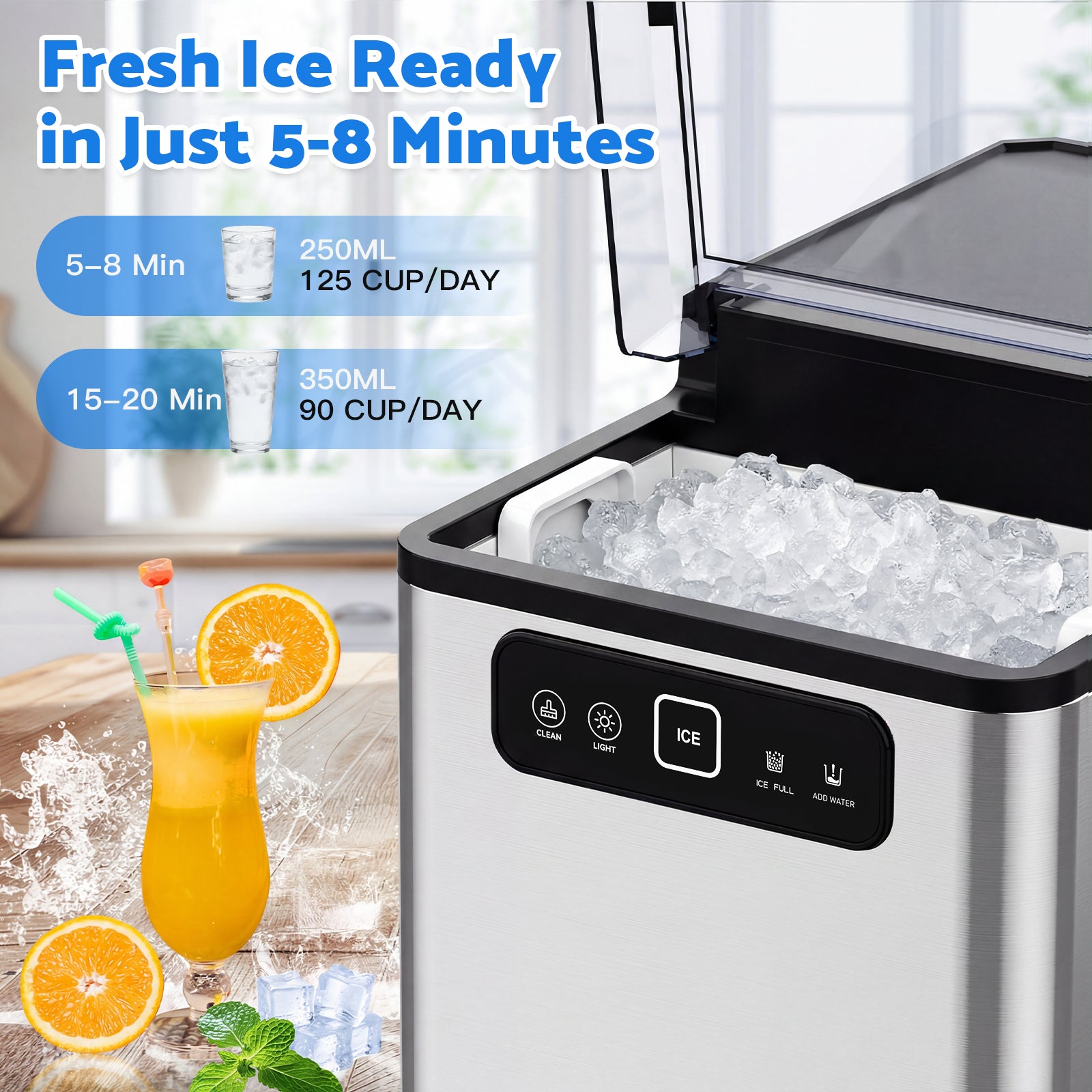 Advwin Countertop Pellet Ice Machine w/ Self-Cleaning