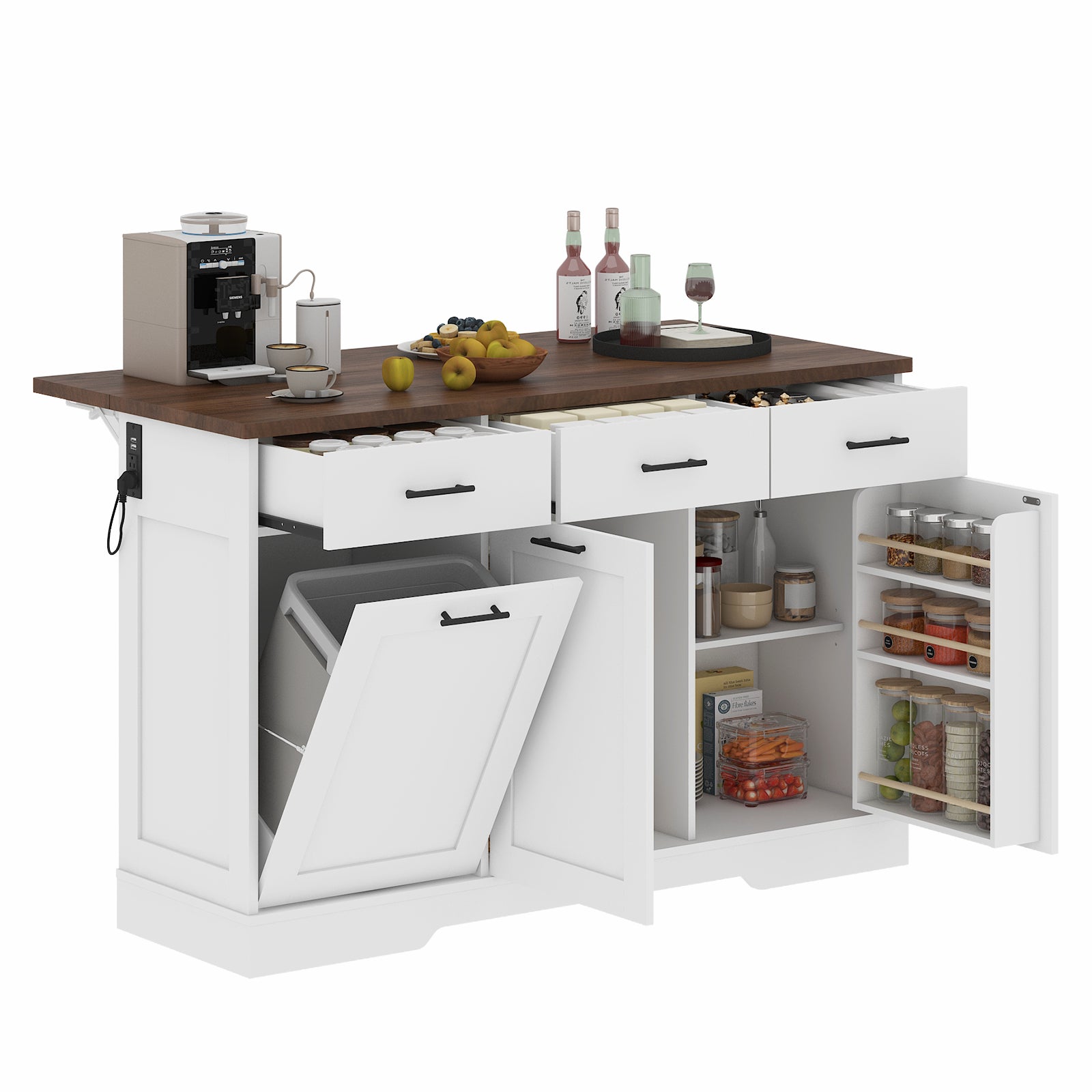 Advwin Kitchen Island Table with Power Outlet