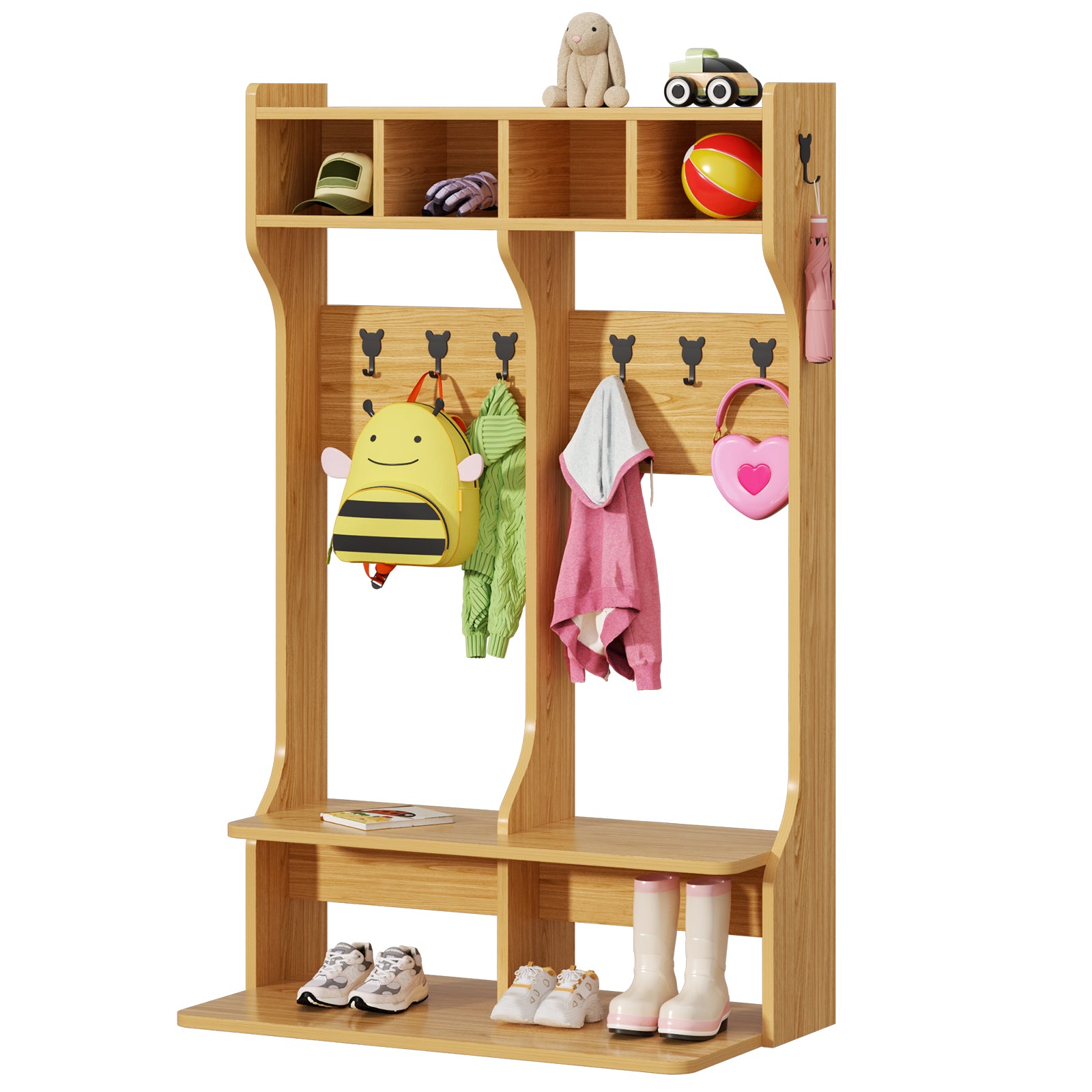 Advwin 2-Section Coat Locker with Bench