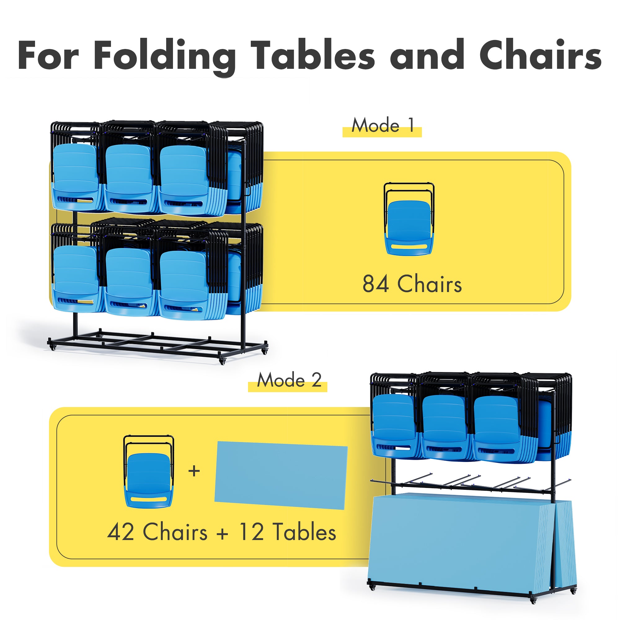 Advwin Folding Chair Rack with Lockable Wheels