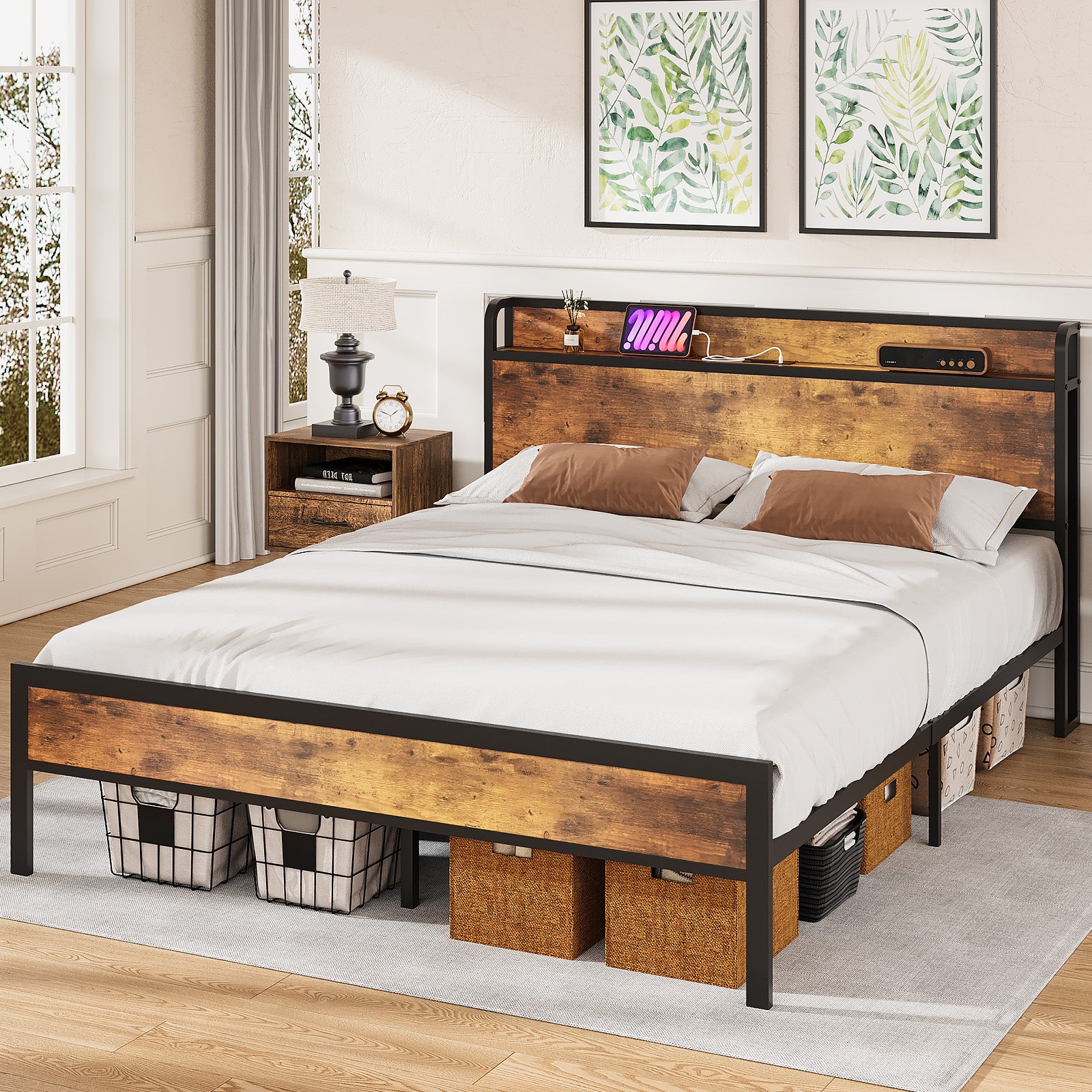 Advwin Bed Frame with Charging Station