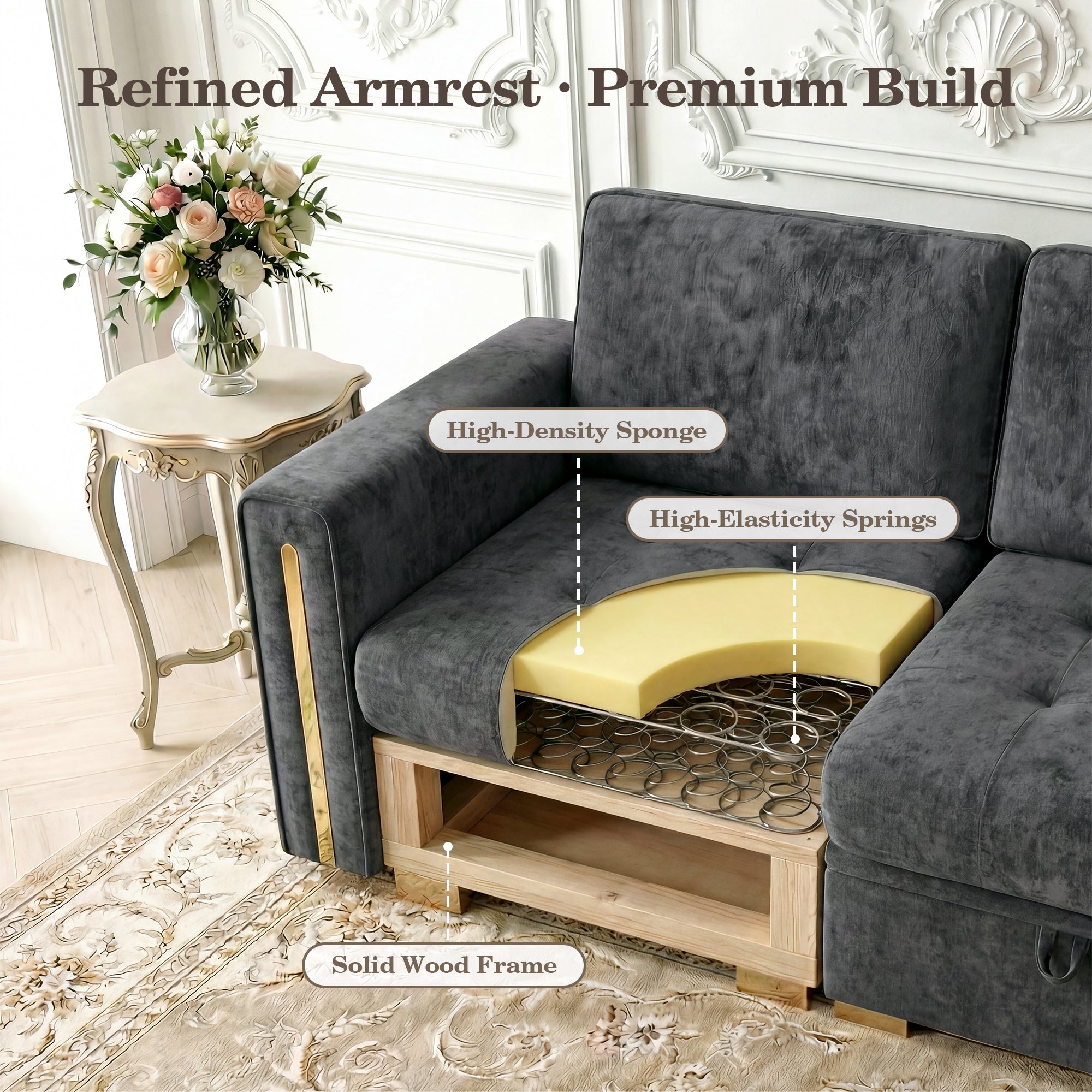 Advwin Oversized Modular Chenille Sofa with Storage