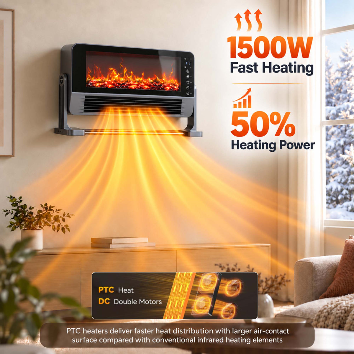 Advwin 1500W Wall-Mounted & Freestanding Space Heater