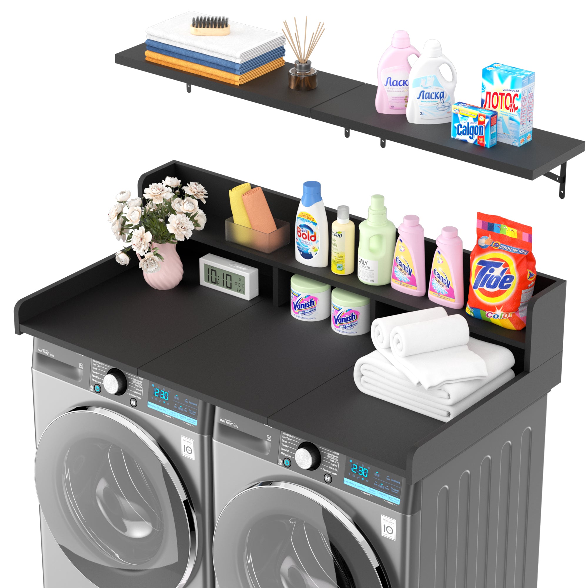 Advwin Washer Dryer Countertop 54" 2-Layer Shelves