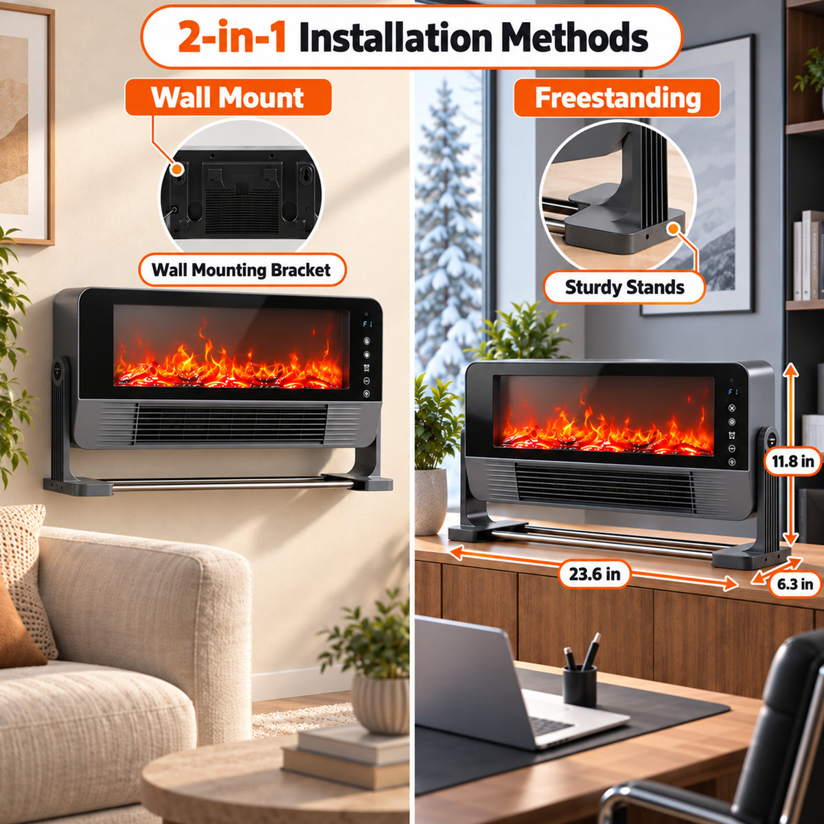 Advwin 1500W Wall-Mounted & Freestanding Space Heater