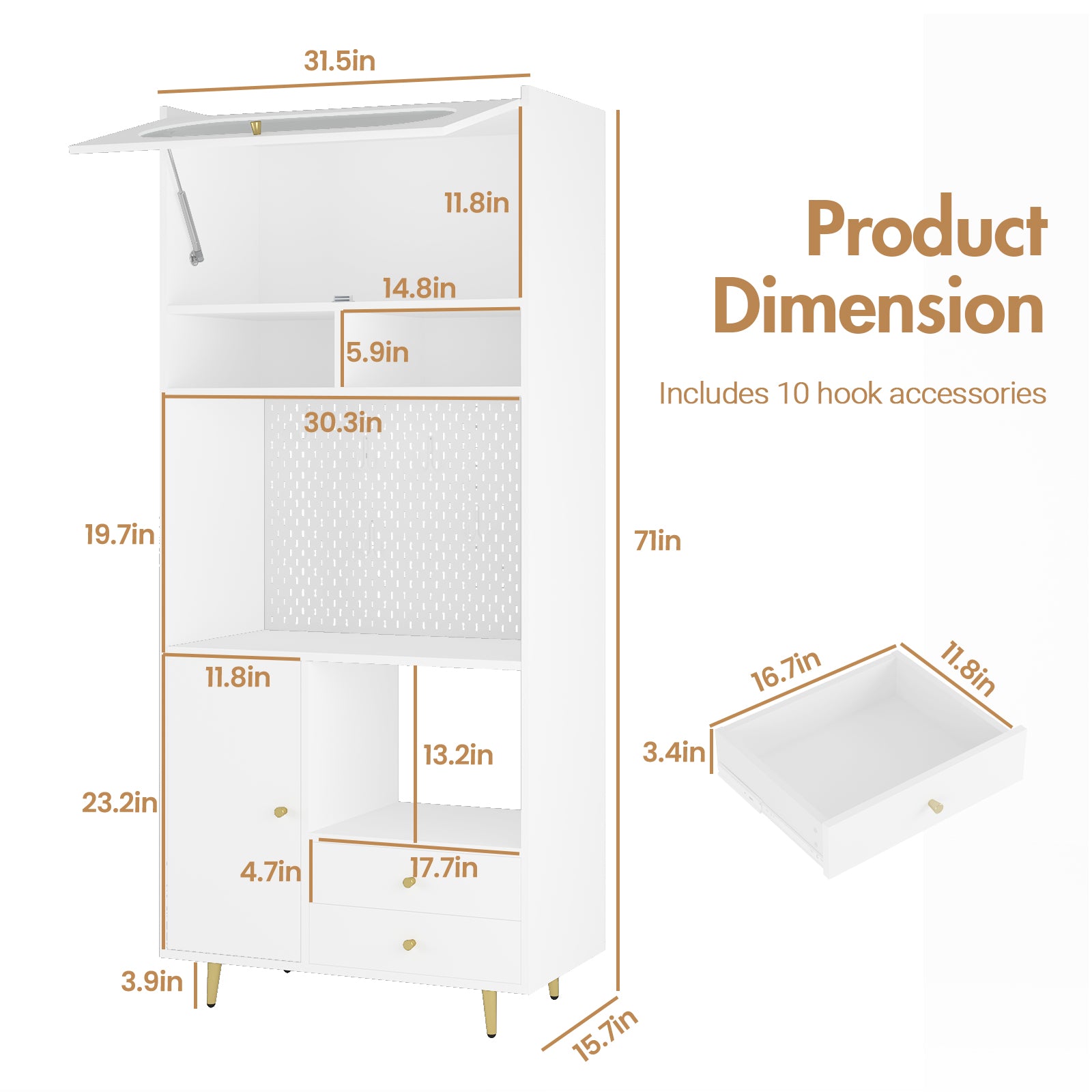 Advwin 70.8" Kitchen Pantry Storage Cabinet