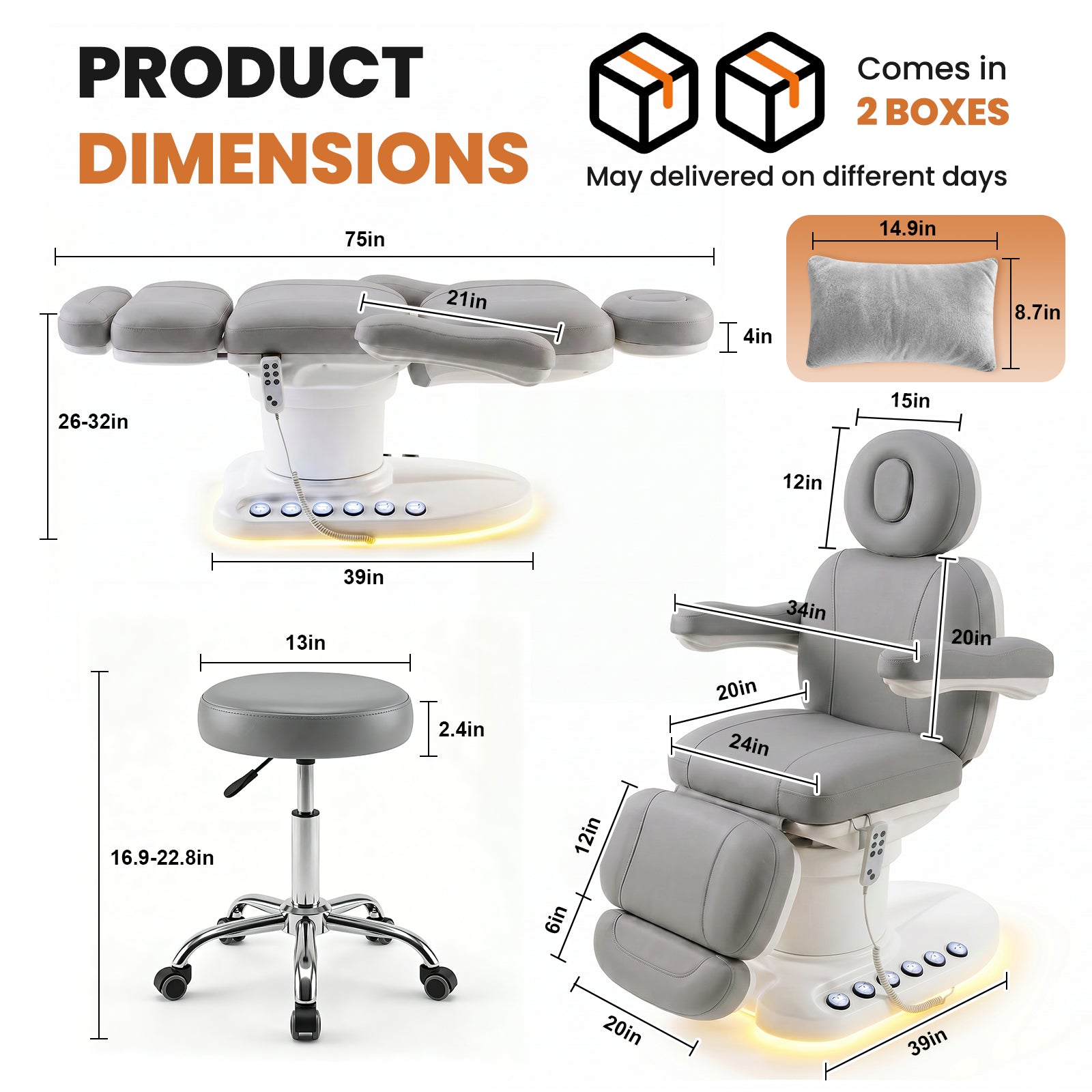 Advwin Fully Electric Massage Table with 3 Motors