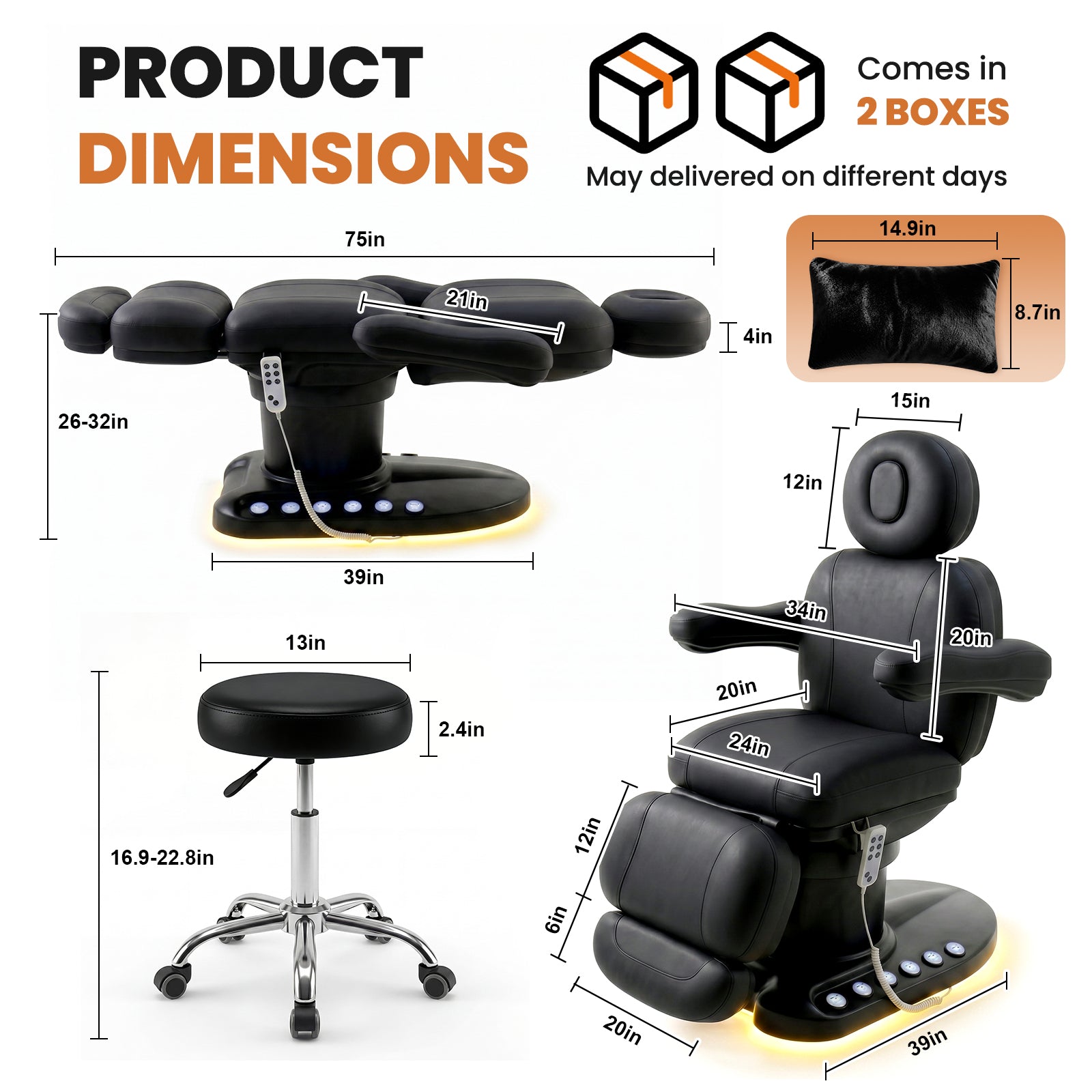 Advwin Fully Electric Massage Table with 3 Motors