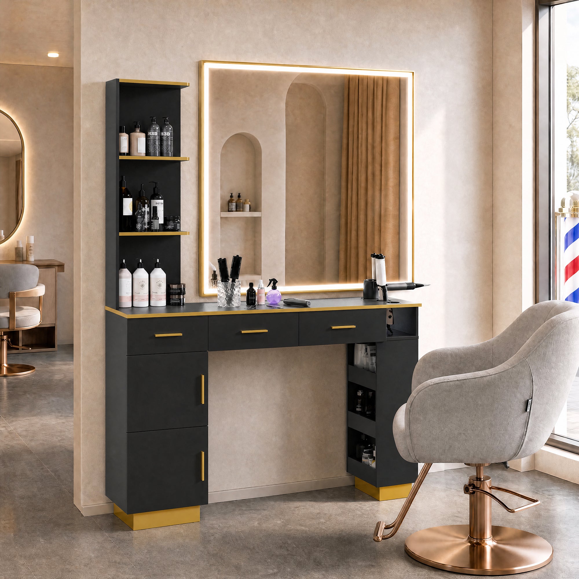 Advwin Professional Hair Salon Station w/Storage