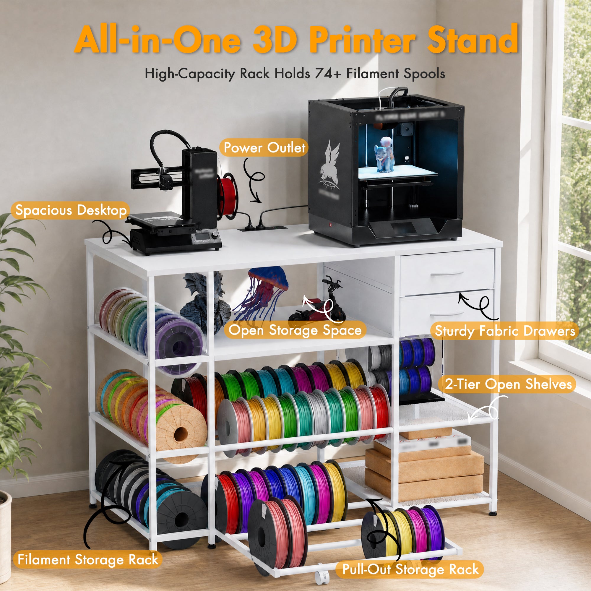 Advwin 3D Printer Stand with Rolling Filament Drawer