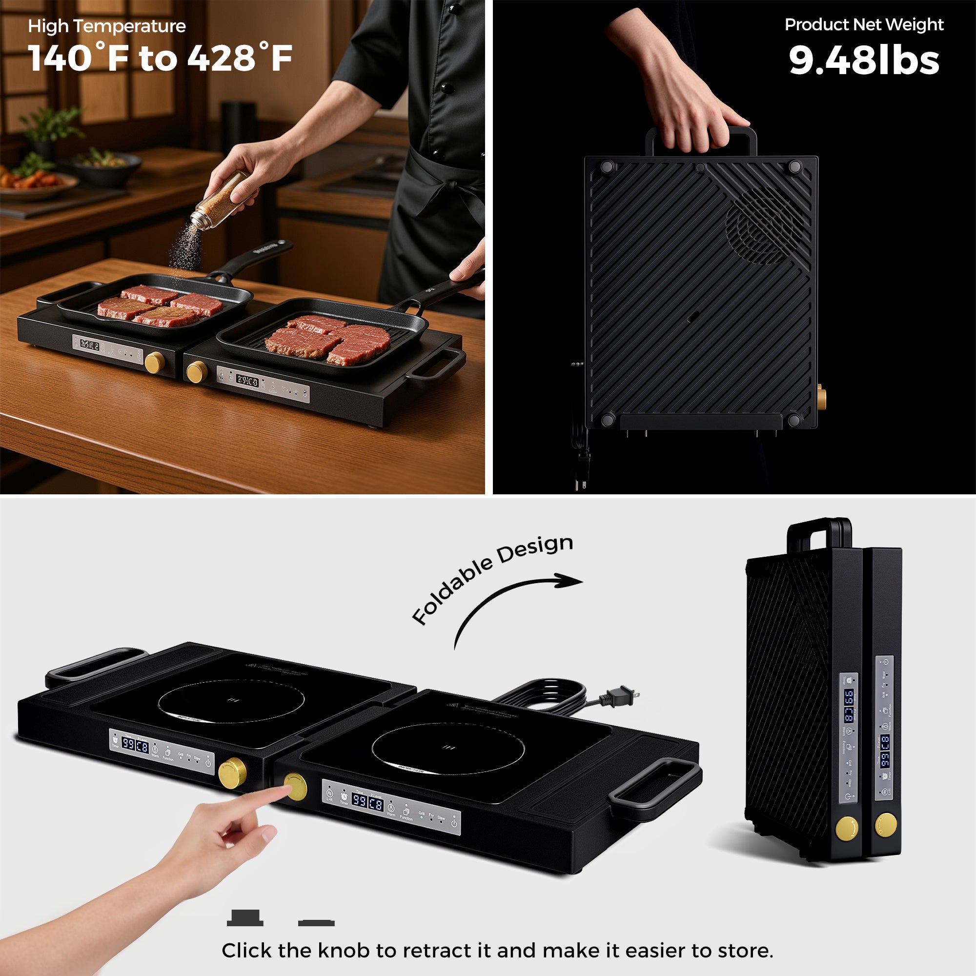 Advwin Folding Double Induction Cooktop Portable