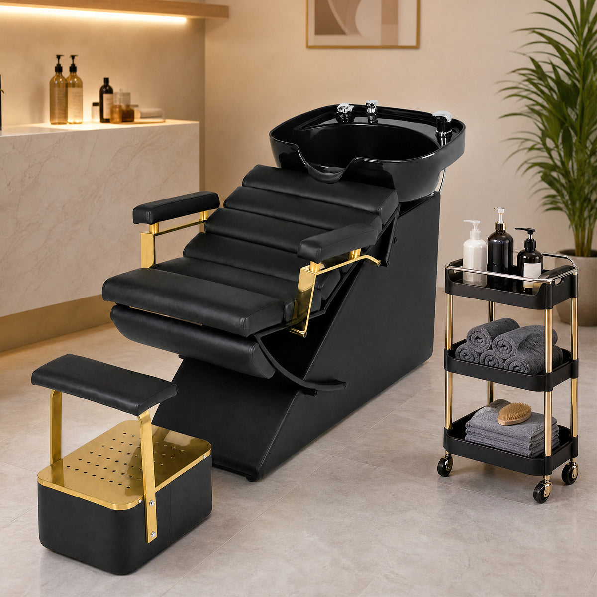 Advwin Modern Shampoo Backwash Chair w/ Footrest