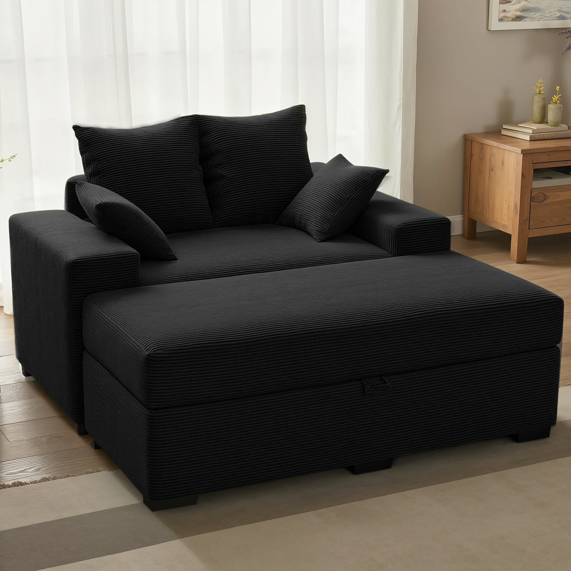 Advwin Chaise Lounge with Storage Ottoman Medium-Rib