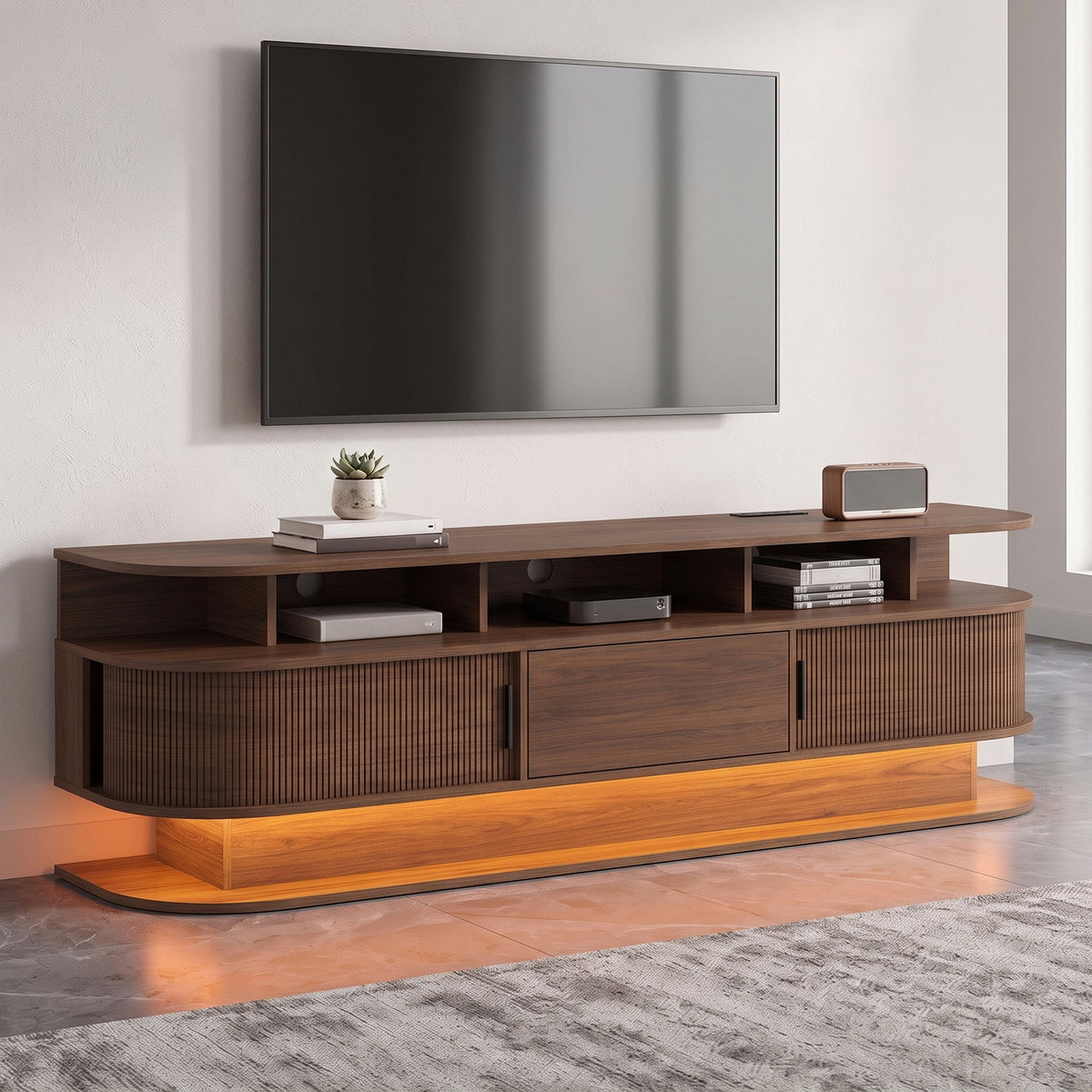 Advwin 68” Fluted Mid Century Modern TV Stand