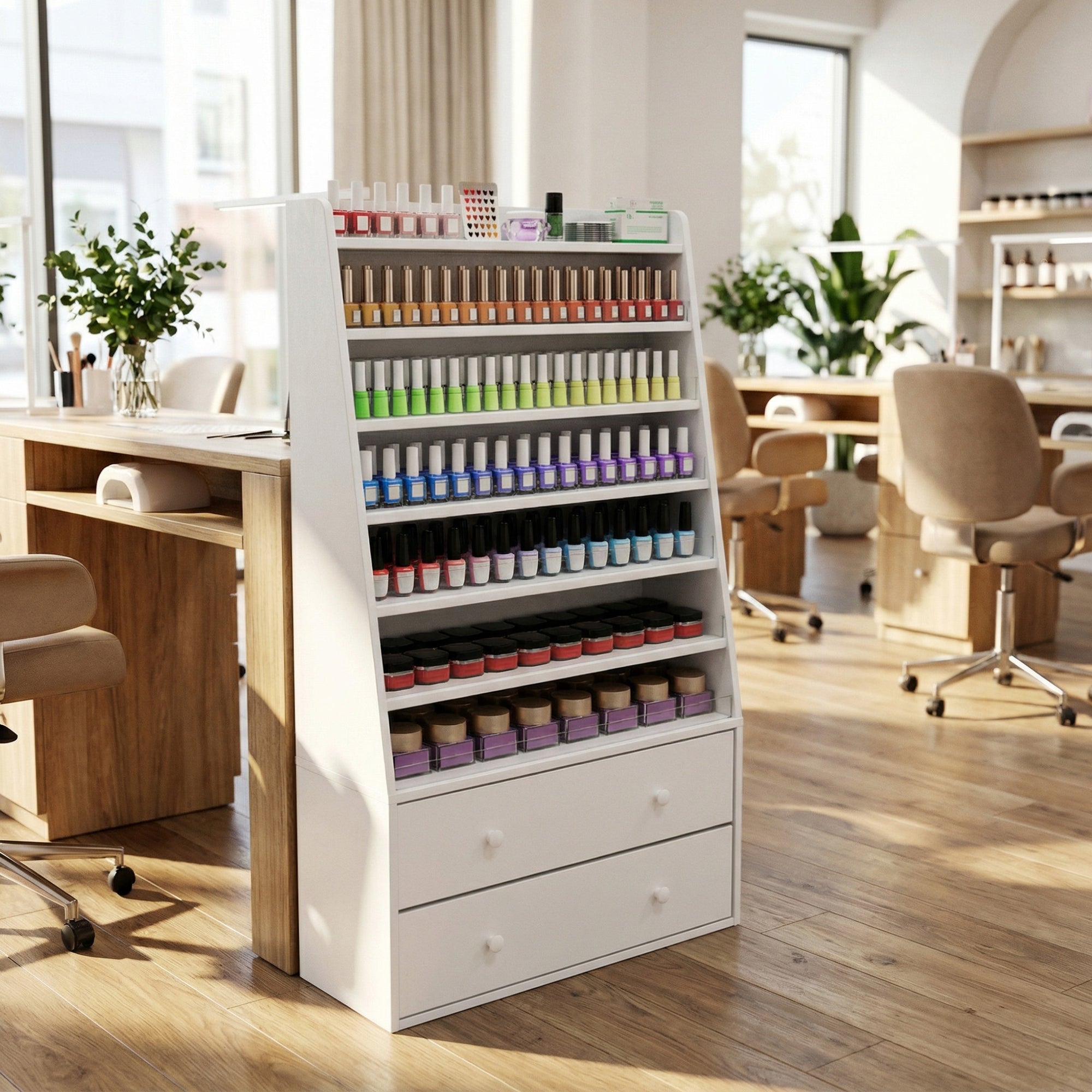 Advwin Nail Polish Rack with 2 Drawers