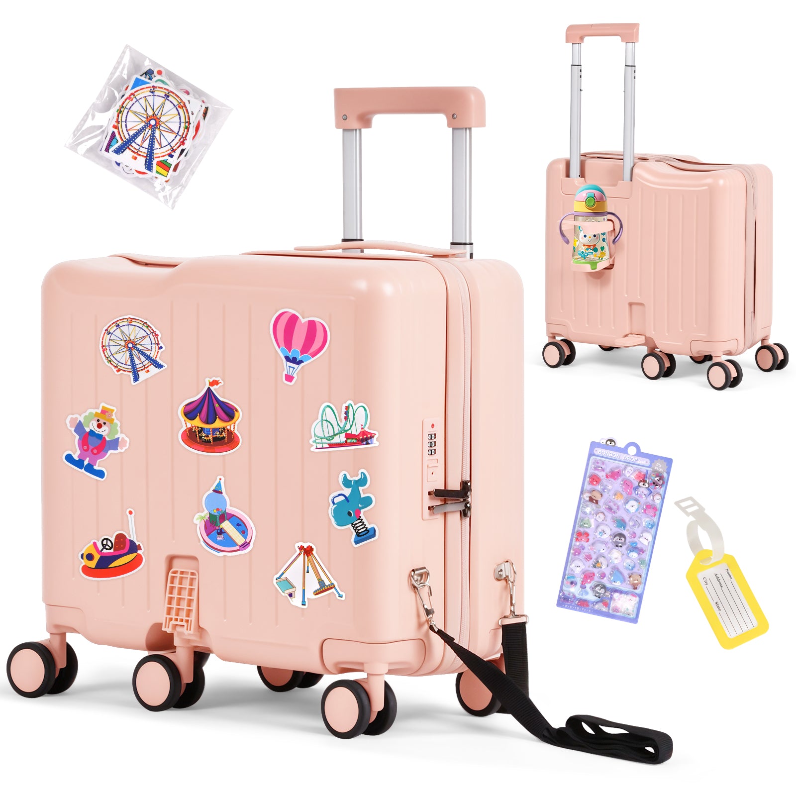 Advwin 20" Kids Ride-On Suitcase with 6 Wheels