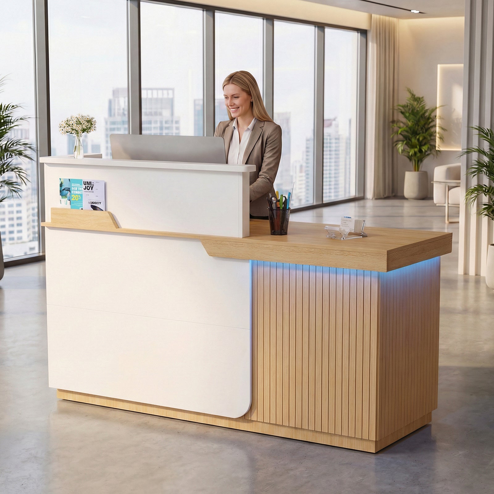 Advwin Modern Reception Desk with LED