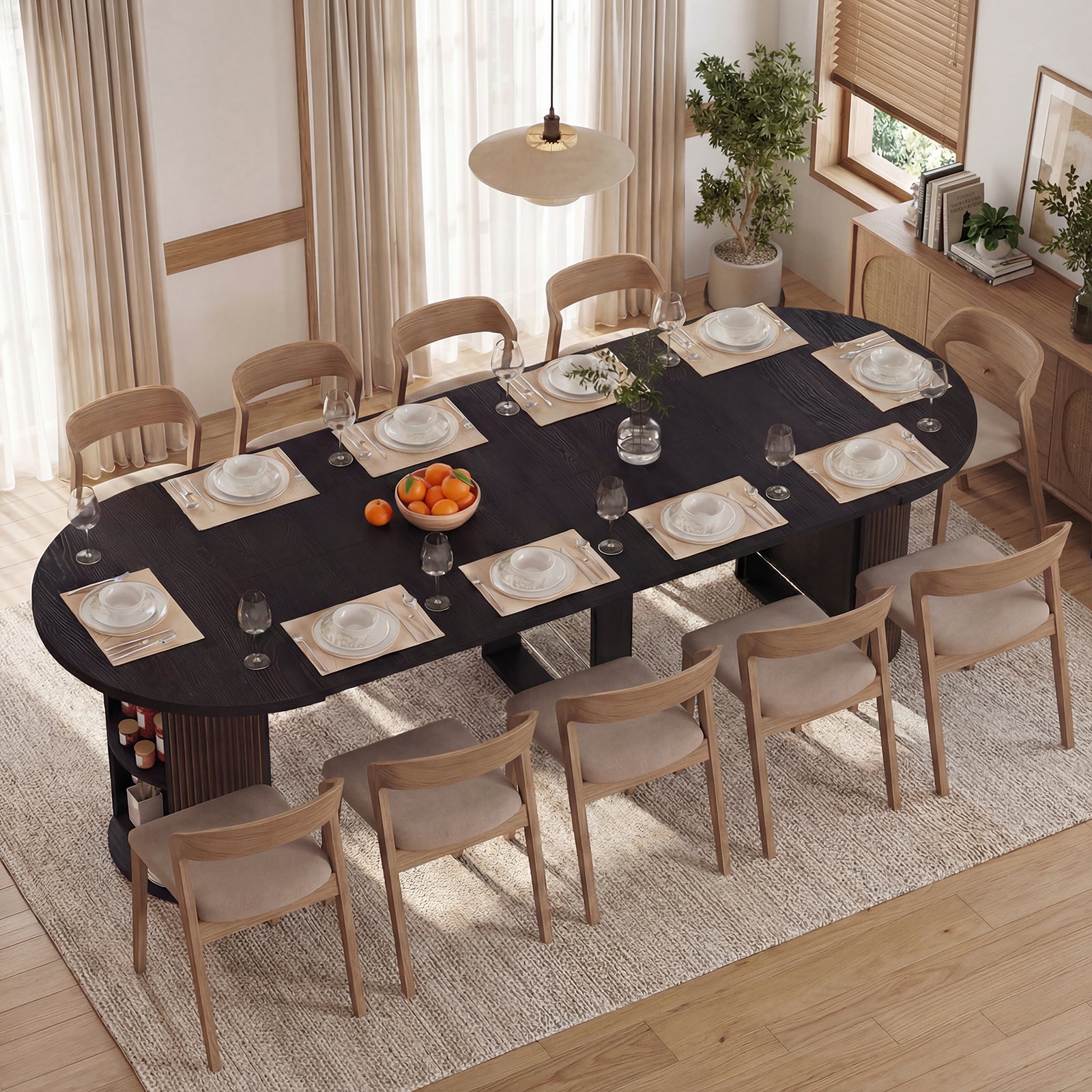 Advwin Modern Extendable Round Dining Table