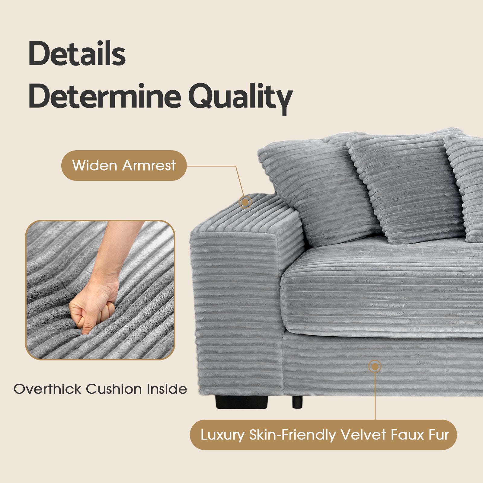 Advwin Oversized L Shaped Sofa With Chaise