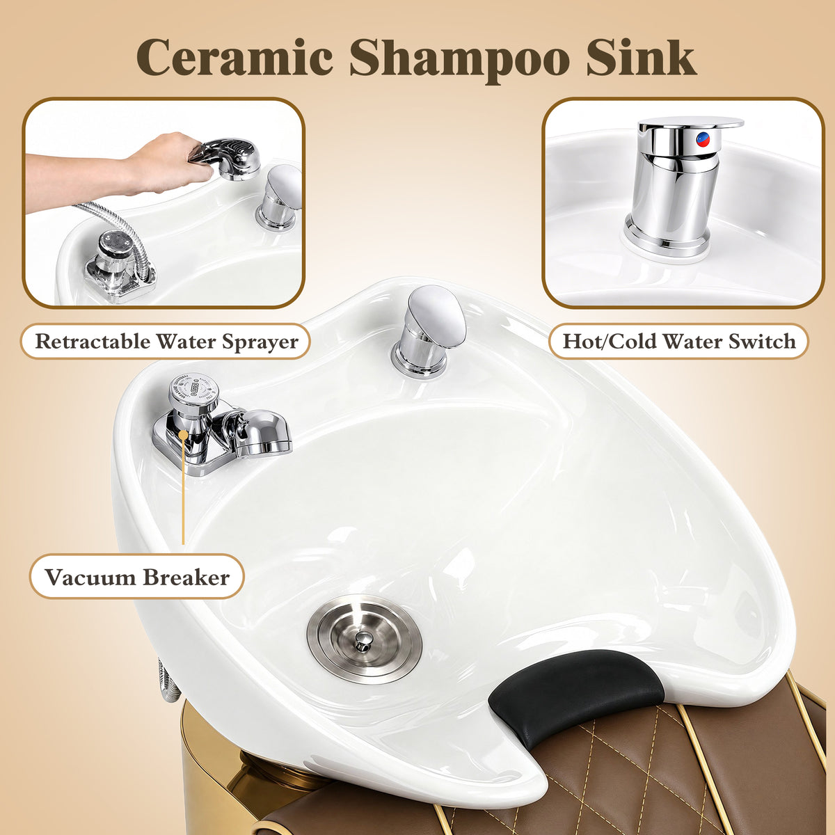 Advwin Shampoo Station w/ Adjustable Ceramic Bowl