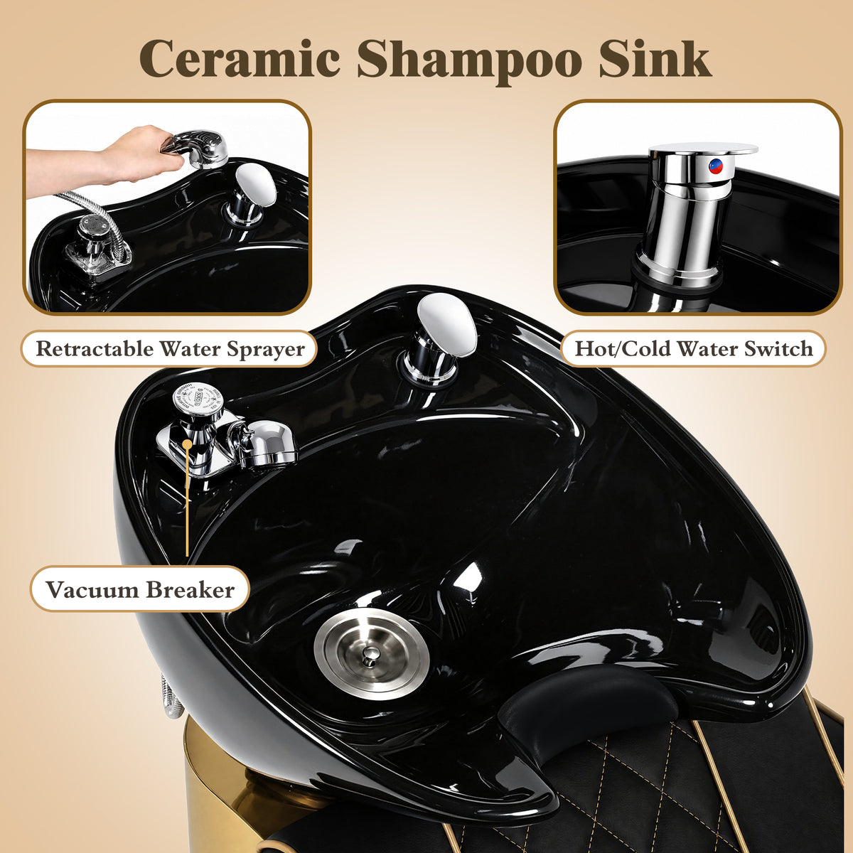 Advwin Shampoo Station w/ Adjustable Ceramic Bowl