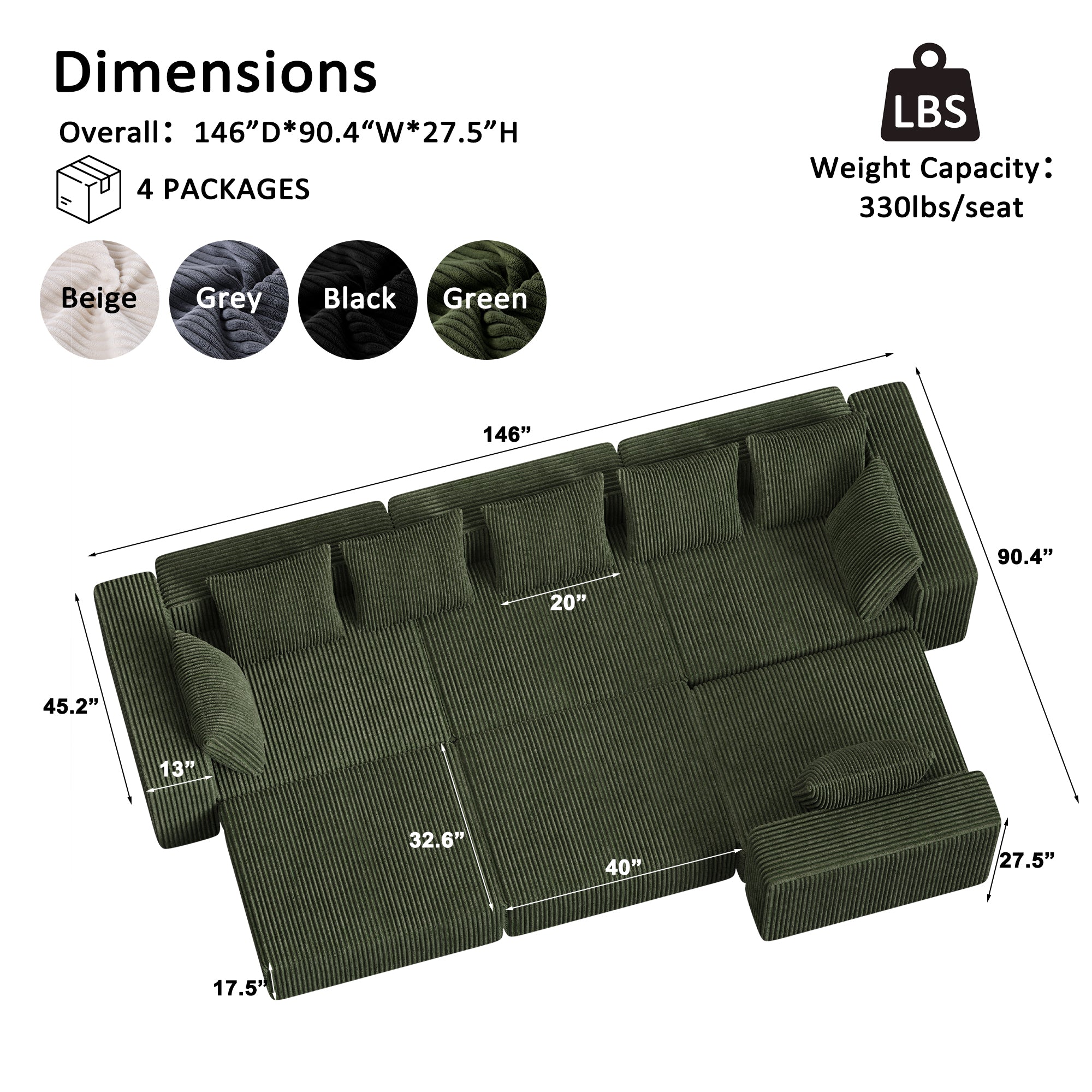 Advwin Boneless Cloud Modern Oversized Modular Sectional Sofa