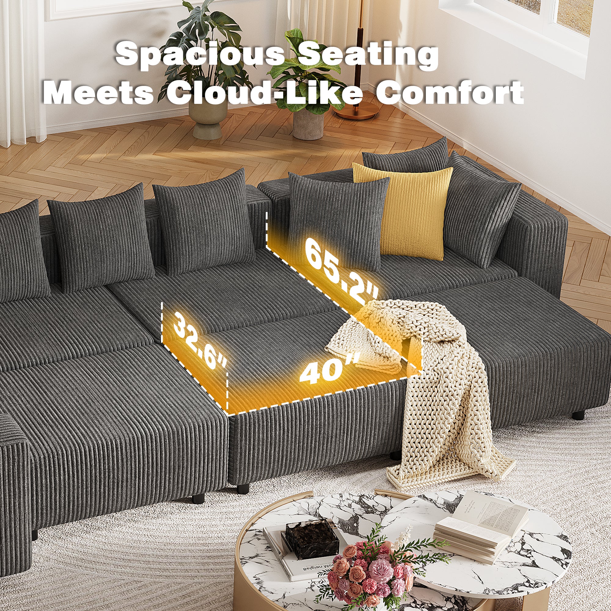 Advwin Boneless Cloud Modern Oversized Modular Sectional Sofa
