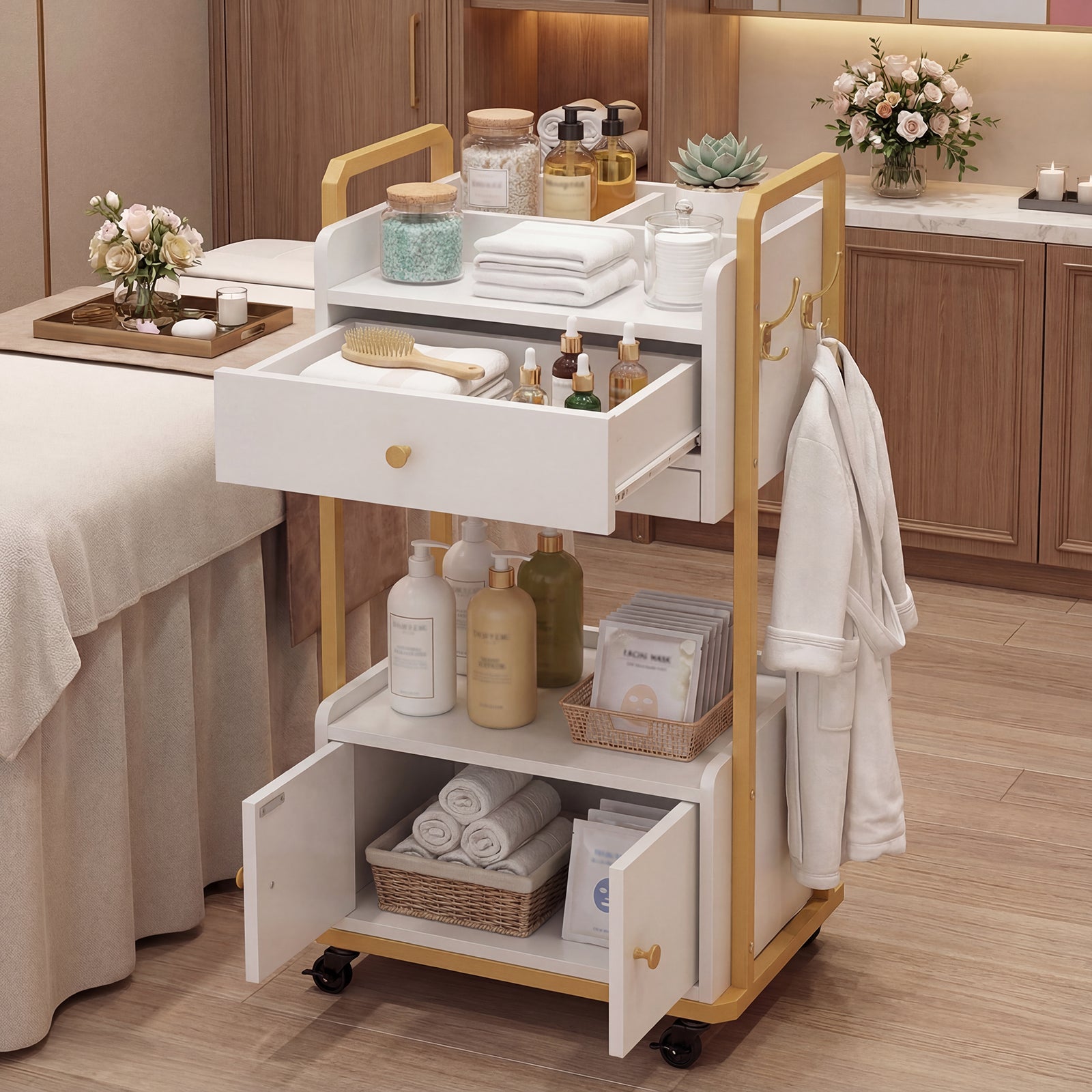 Advwin Spa Salon Trolley with Storage Cabinet