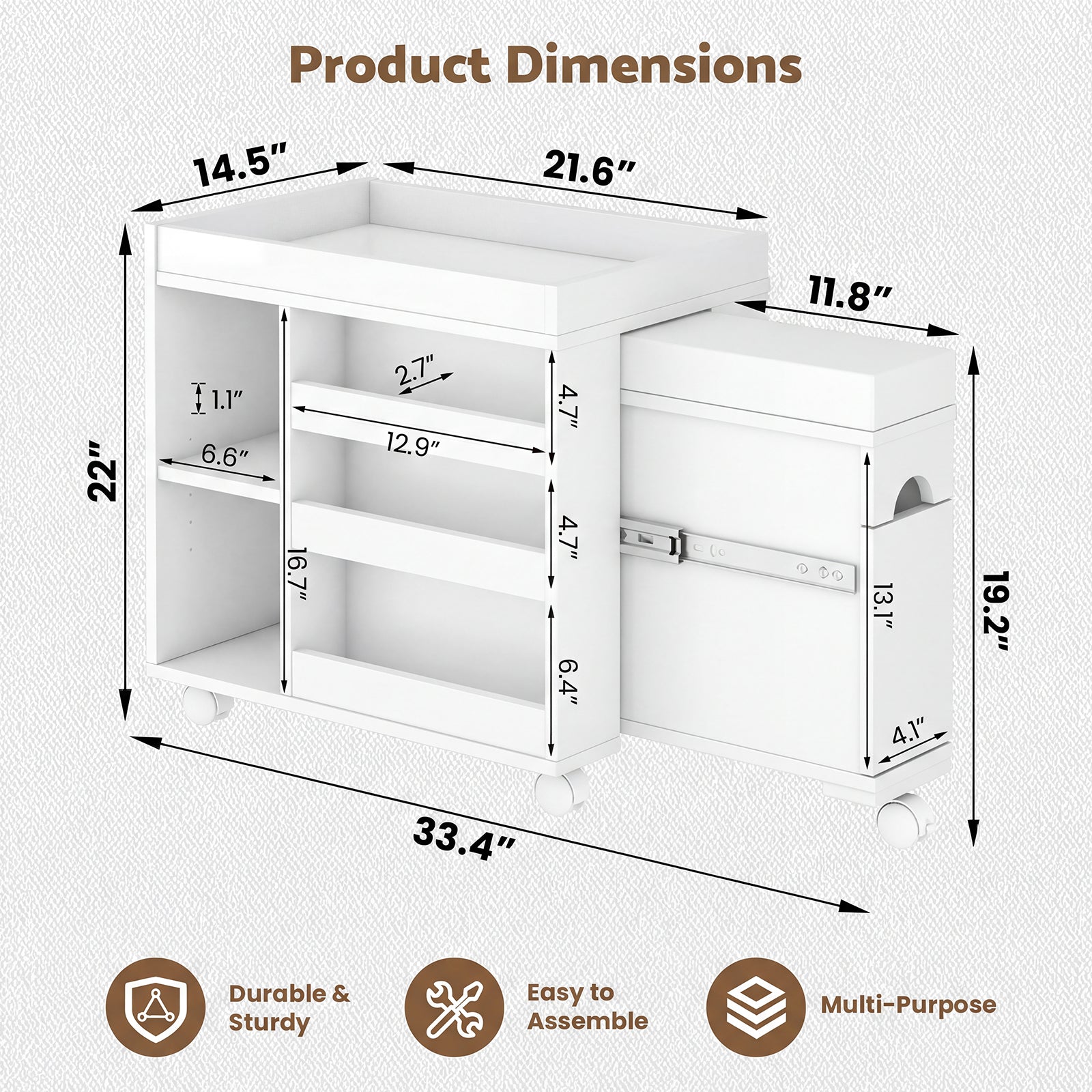 White storage cabinet with dimensions labeled on a light gray background