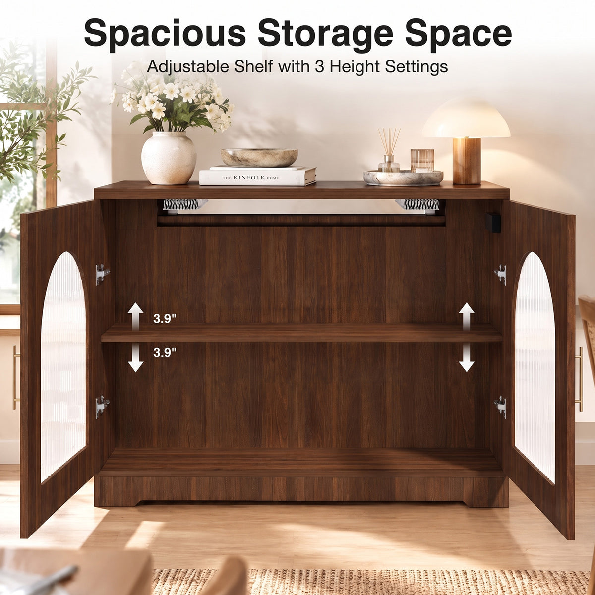 Advwin Extendable Dining Table with Storage Cabinet
