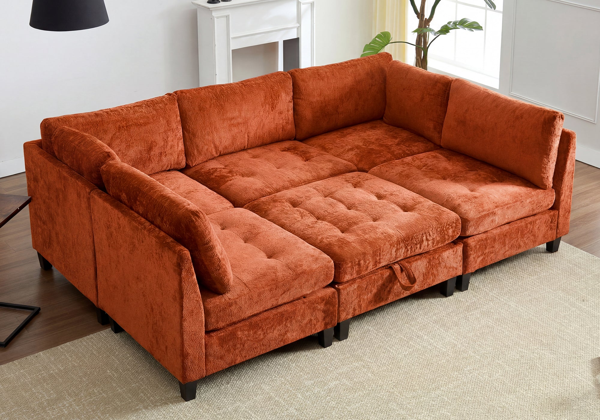 Advwin Oversized Sectional Sofa with Storage Ottoman