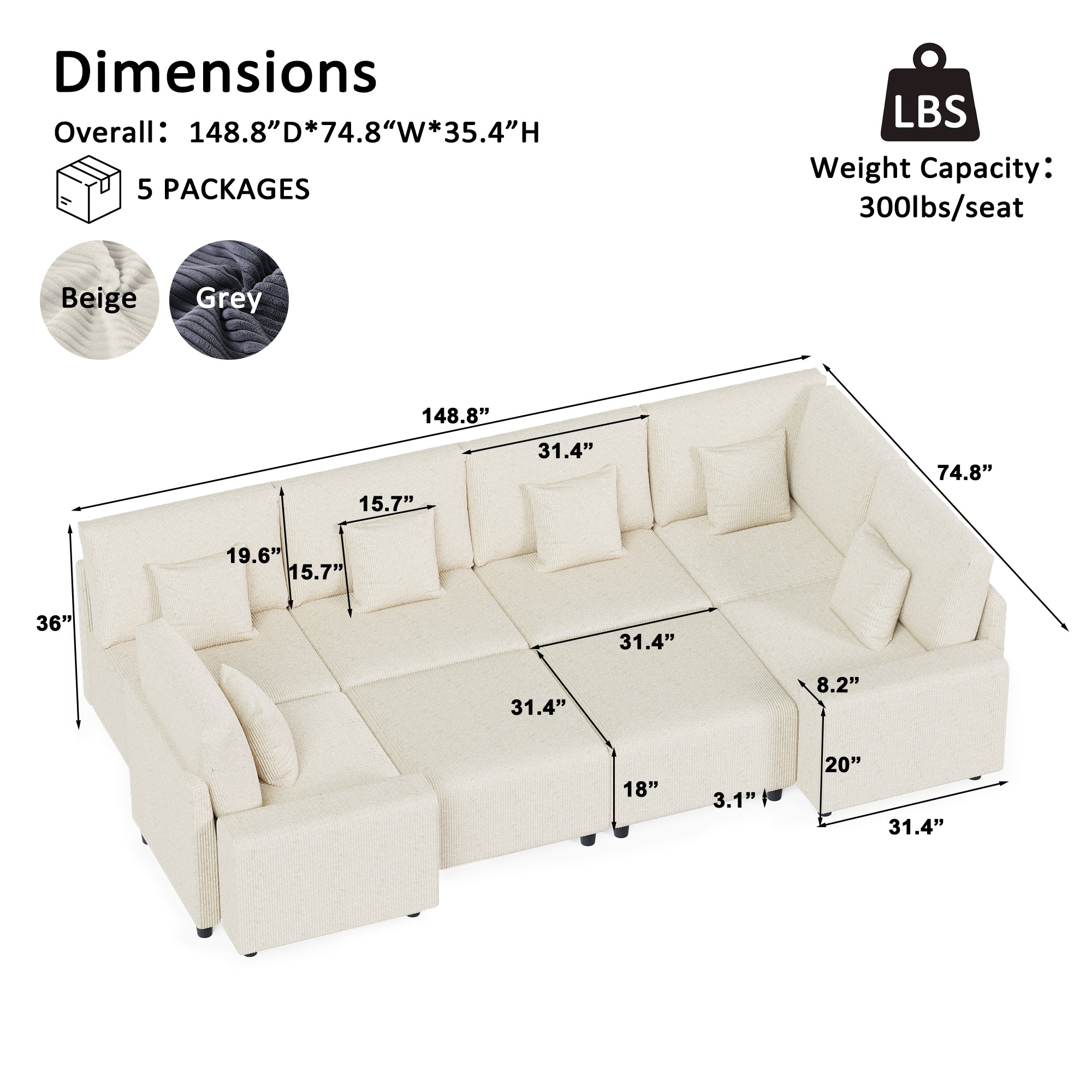 Advwin Luxury Oversized Minimalist Cloud Couch
