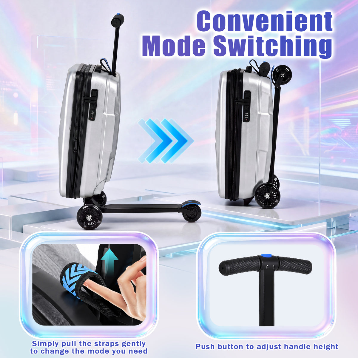 Advwin Expandable Scooter Suitcase for Kids w/ LED Wheel