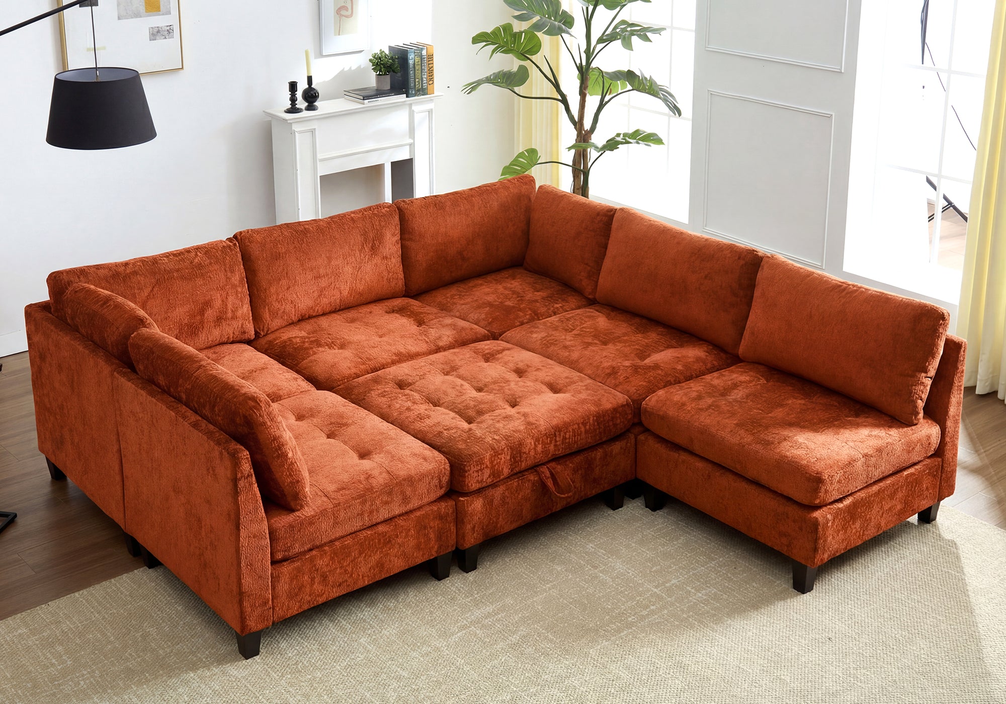 Advwin Oversized Sectional Sofa with Storage Ottoman