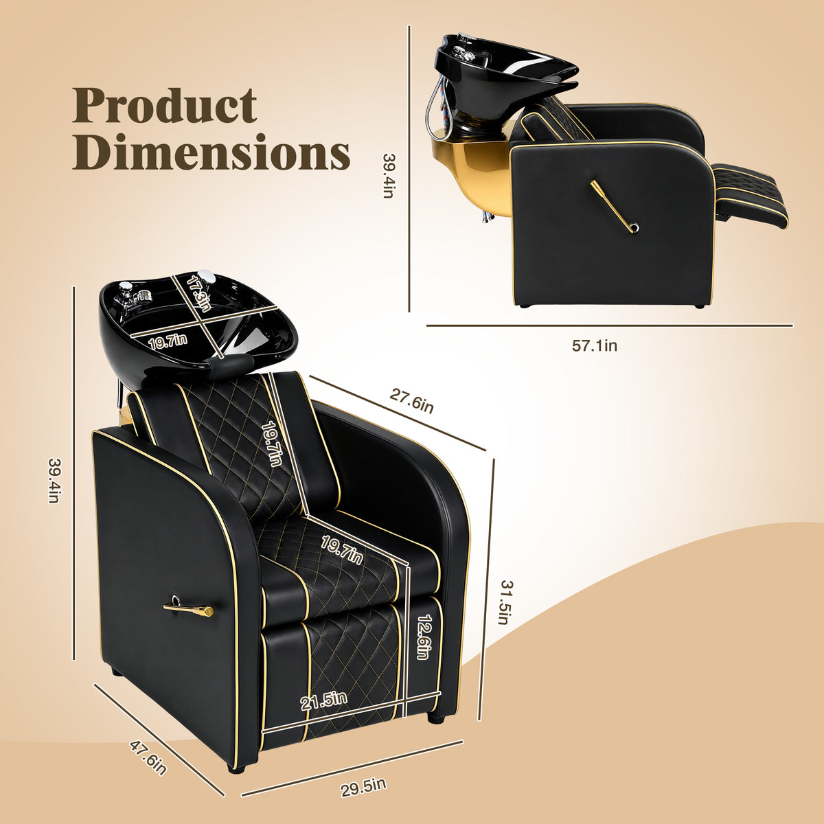 Advwin Shampoo Station w/ Adjustable Ceramic Bowl