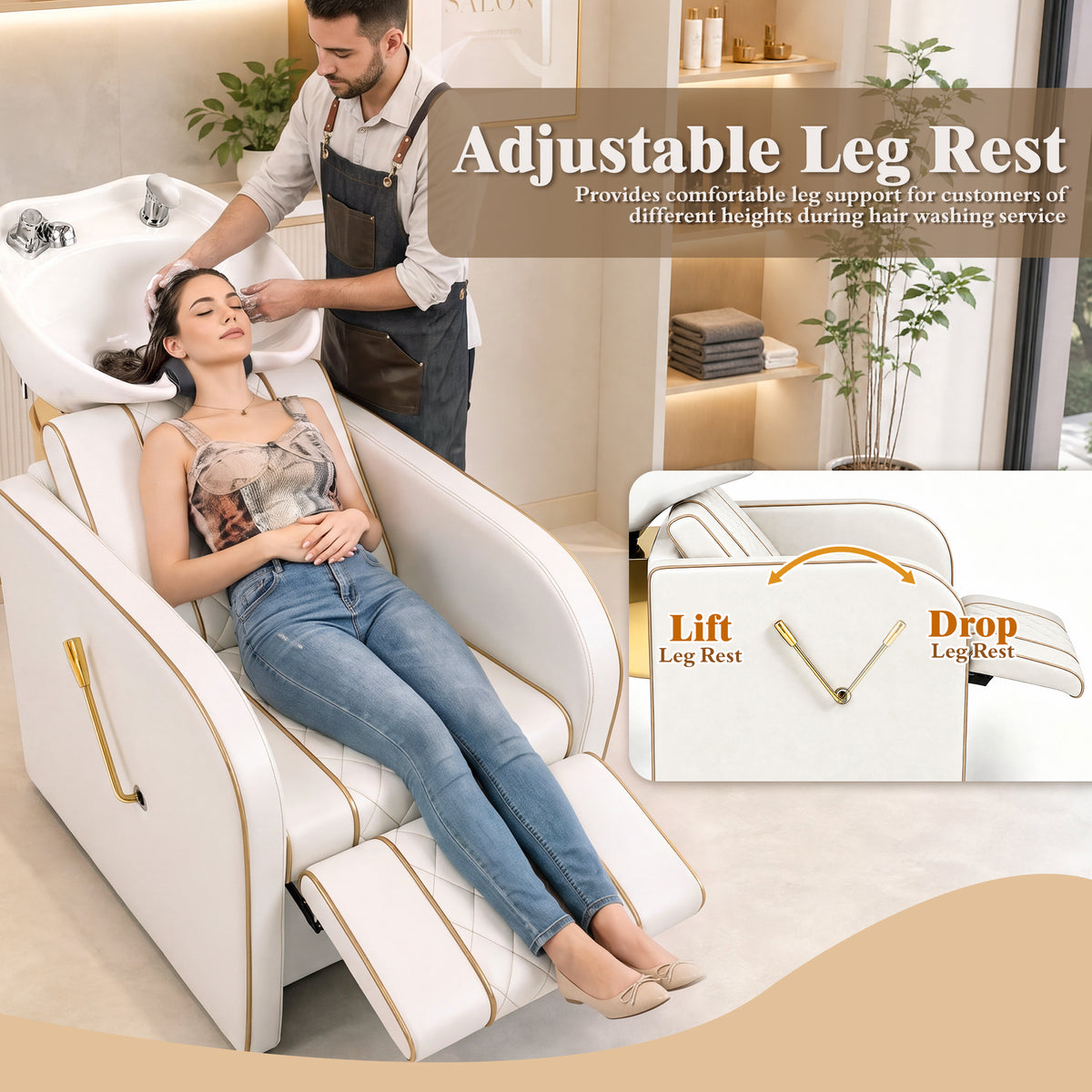 Advwin Shampoo Station w/ Adjustable Ceramic Bowl