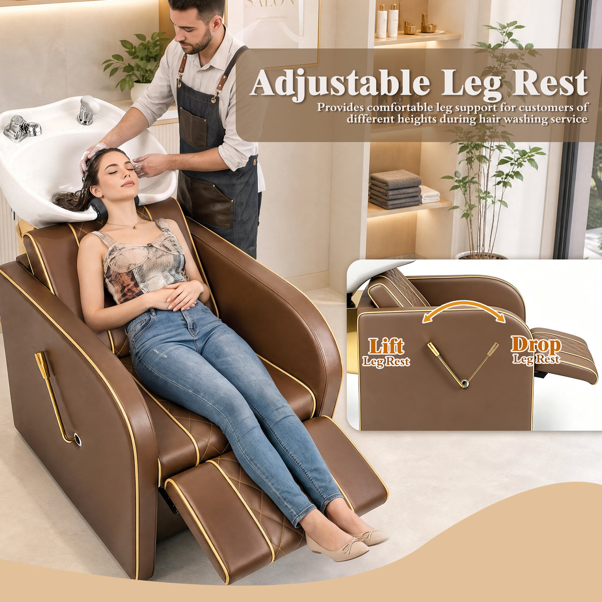 Advwin Shampoo Station w/ Adjustable Ceramic Bowl