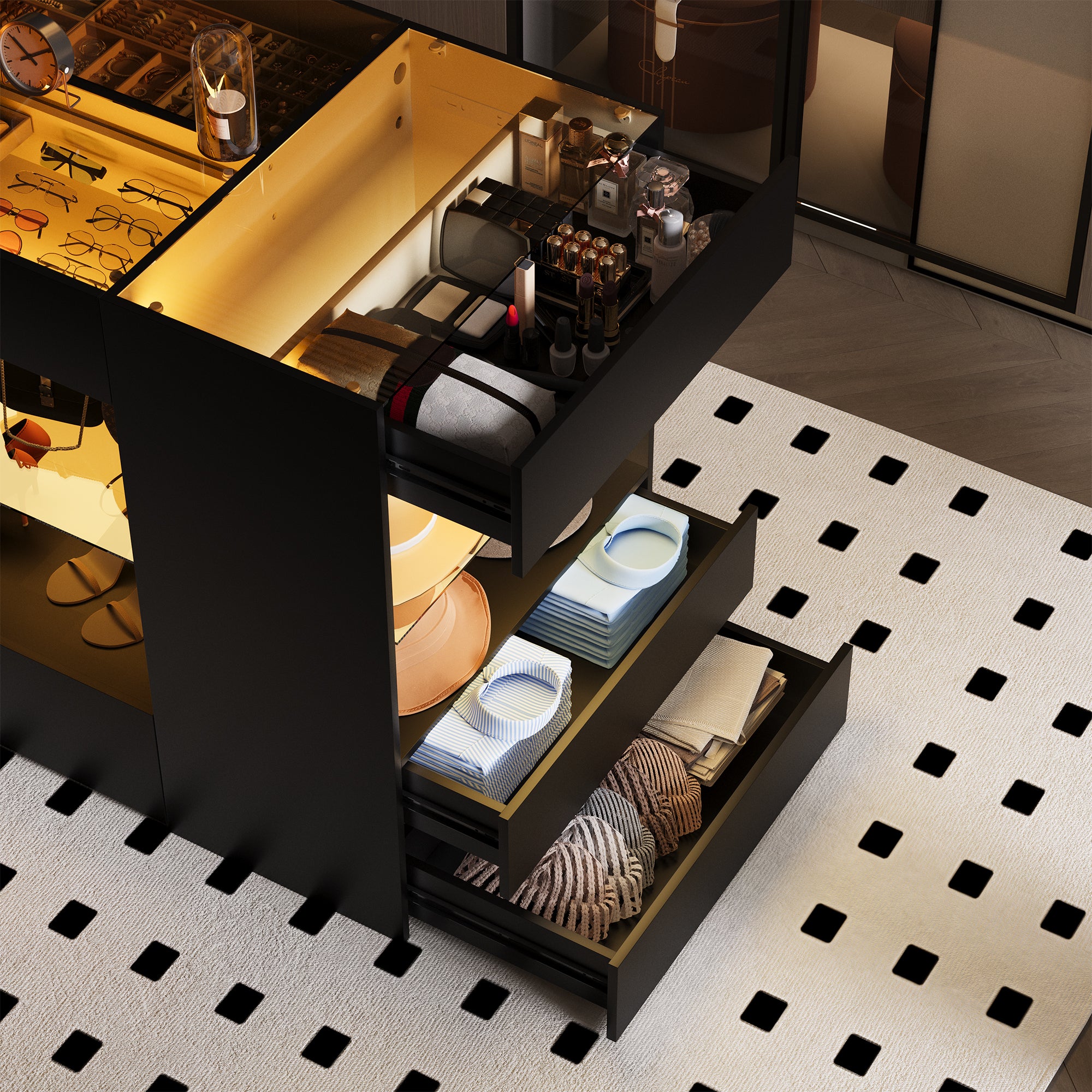 Advwin Modern Closet Island with 10 Drawers