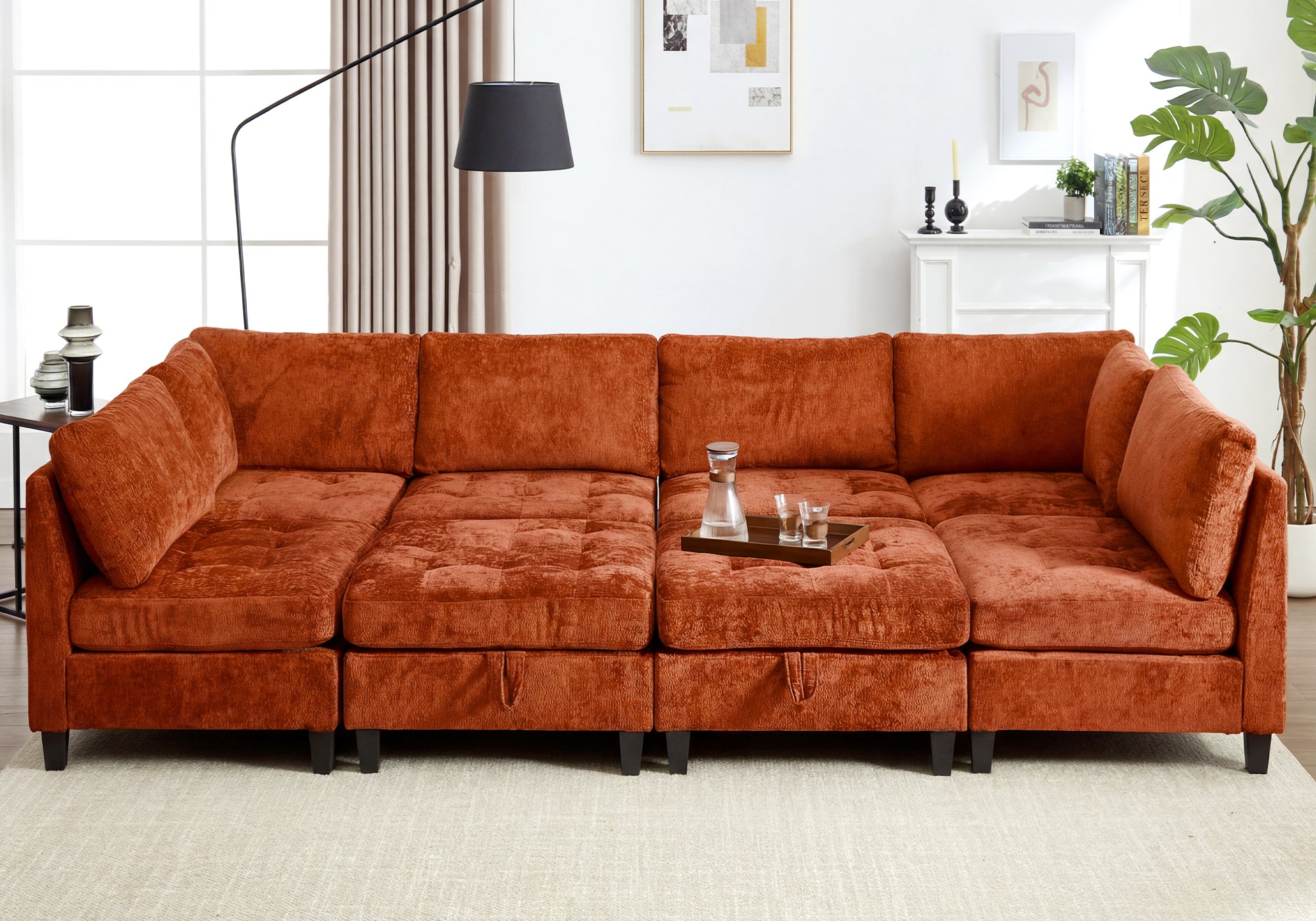Advwin Oversized Sectional Sofa with Storage Ottoman