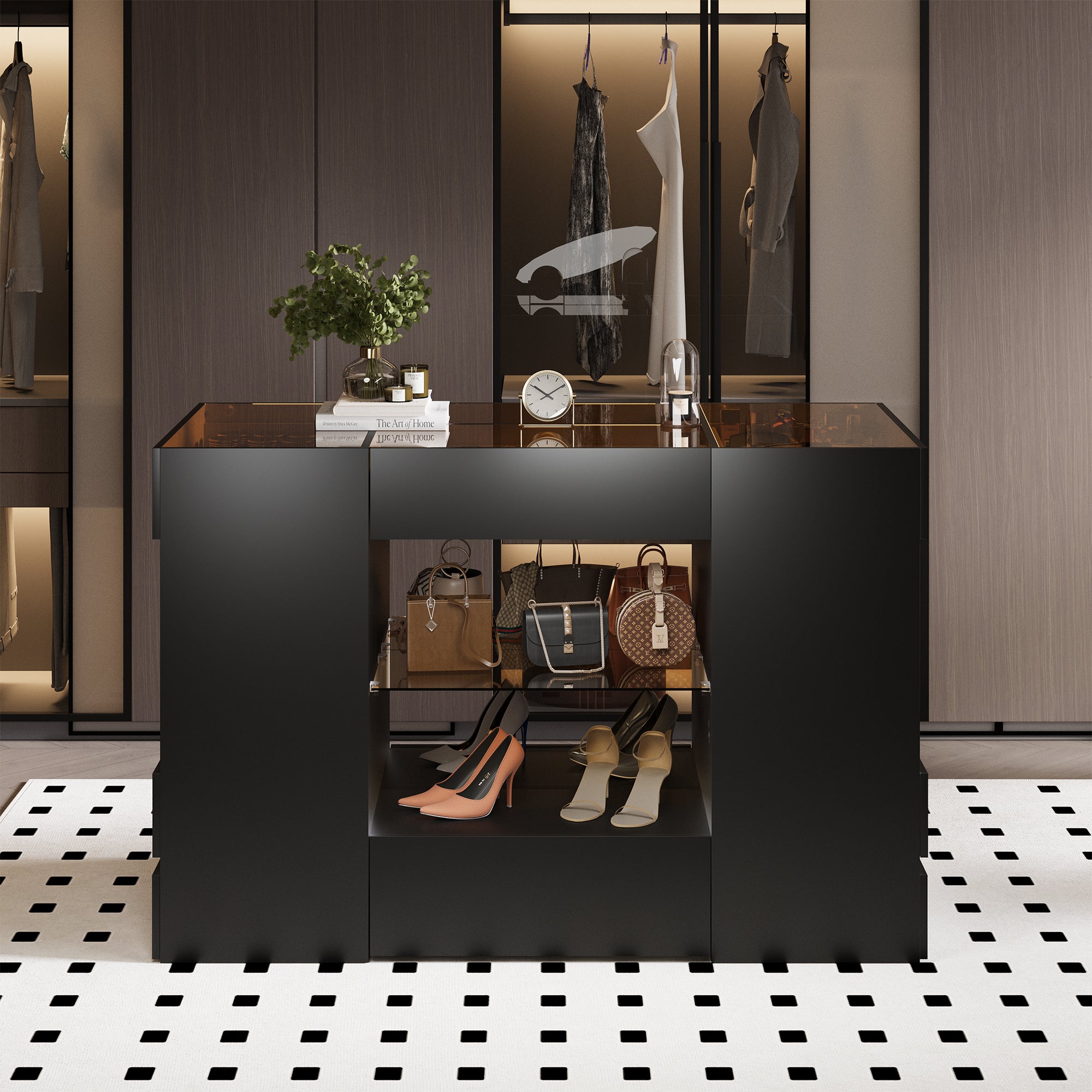 Advwin Modern Closet Island with 10 Drawers