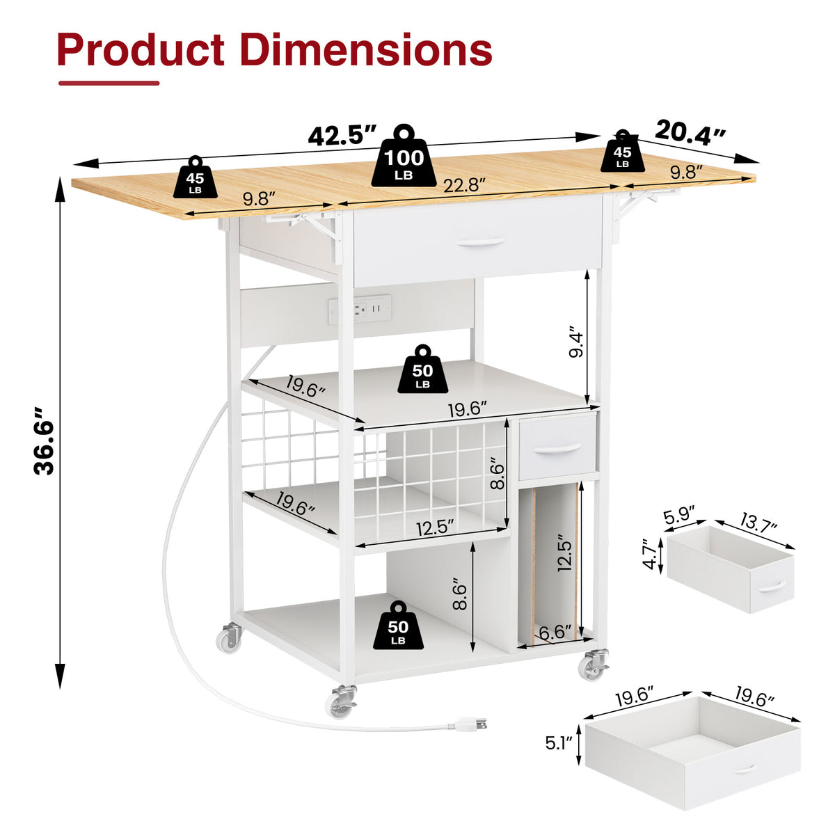 Advwin Foldable Heat Press Table w/ Built-in Power Outlet