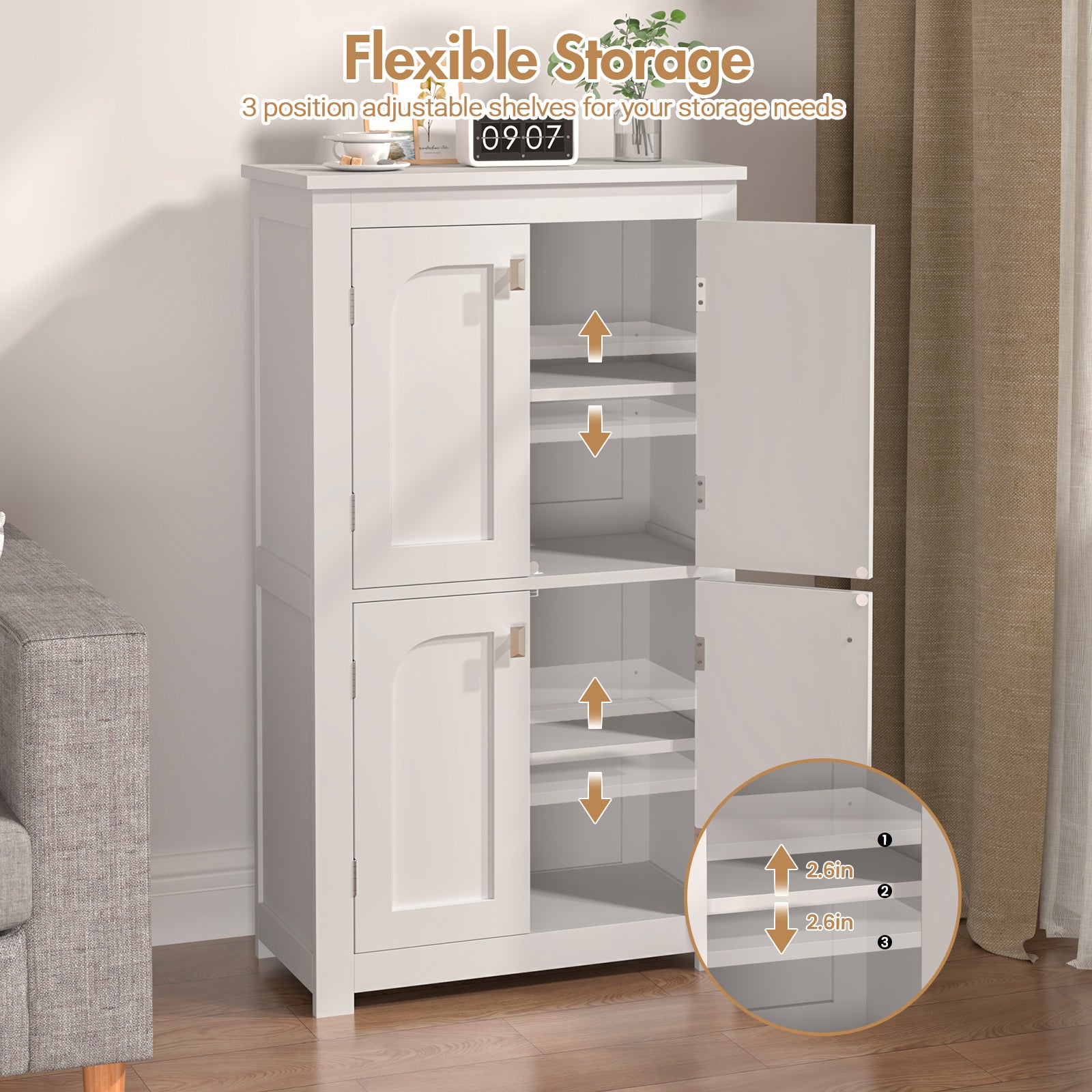 Advwin Storage Cabinet 4 Doors & Adjustable Shelves