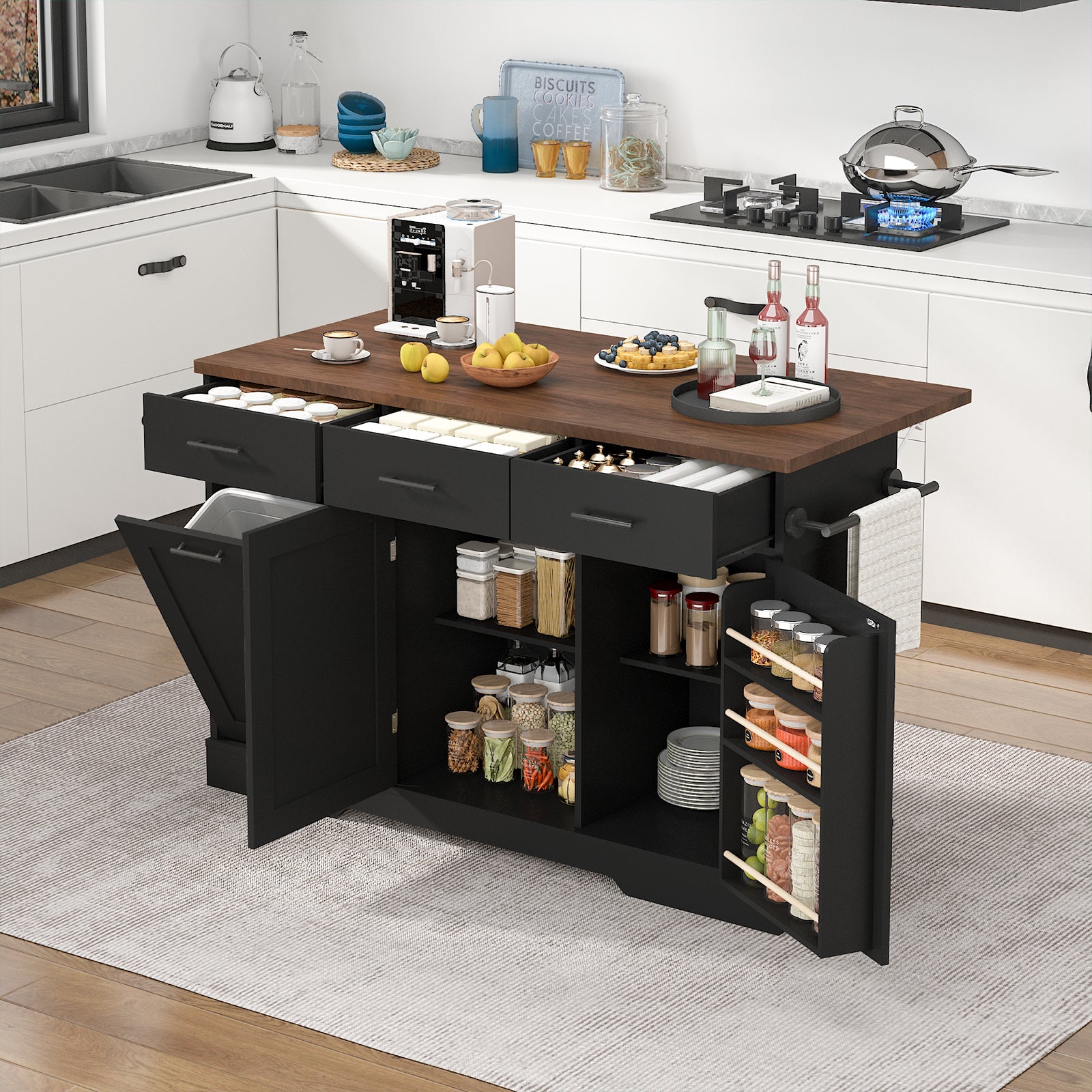 Advwin Kitchen Island Table with Power Outlet