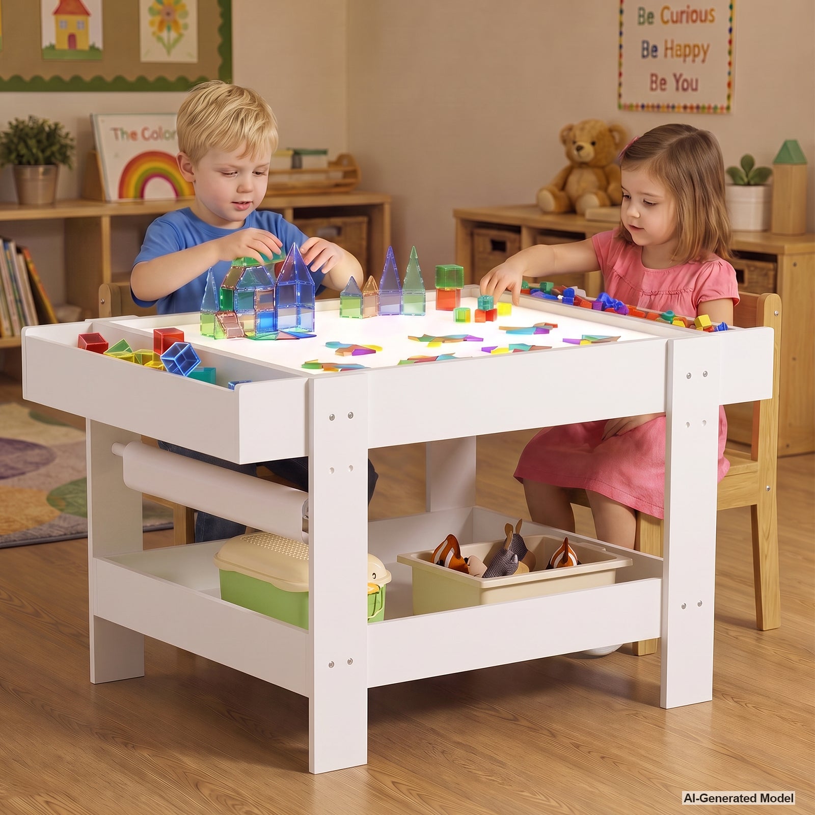 Advwin 5-in-1 Light Table for Kids w/ Reversible Tabletop