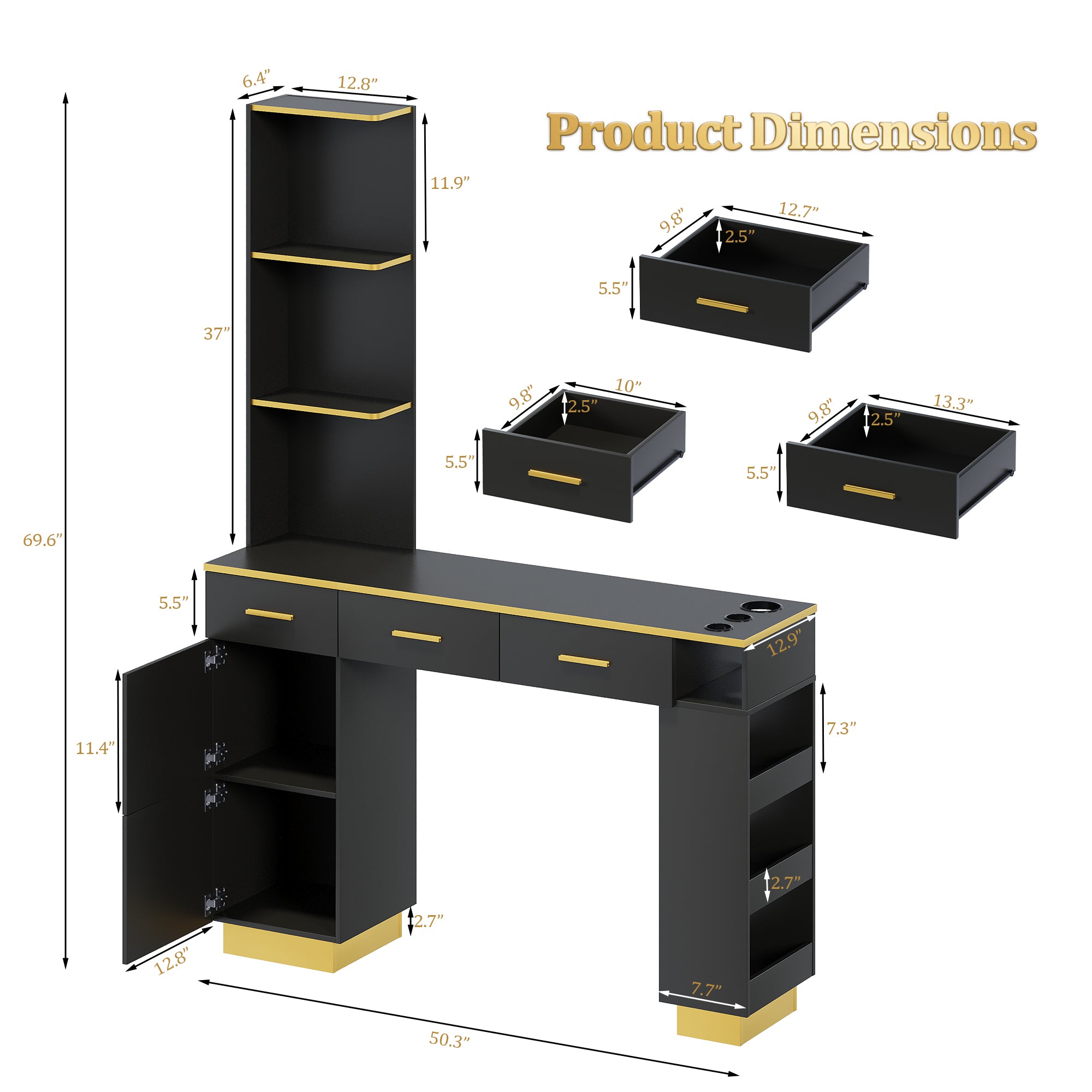 Advwin Professional Hair Salon Station w/Storage