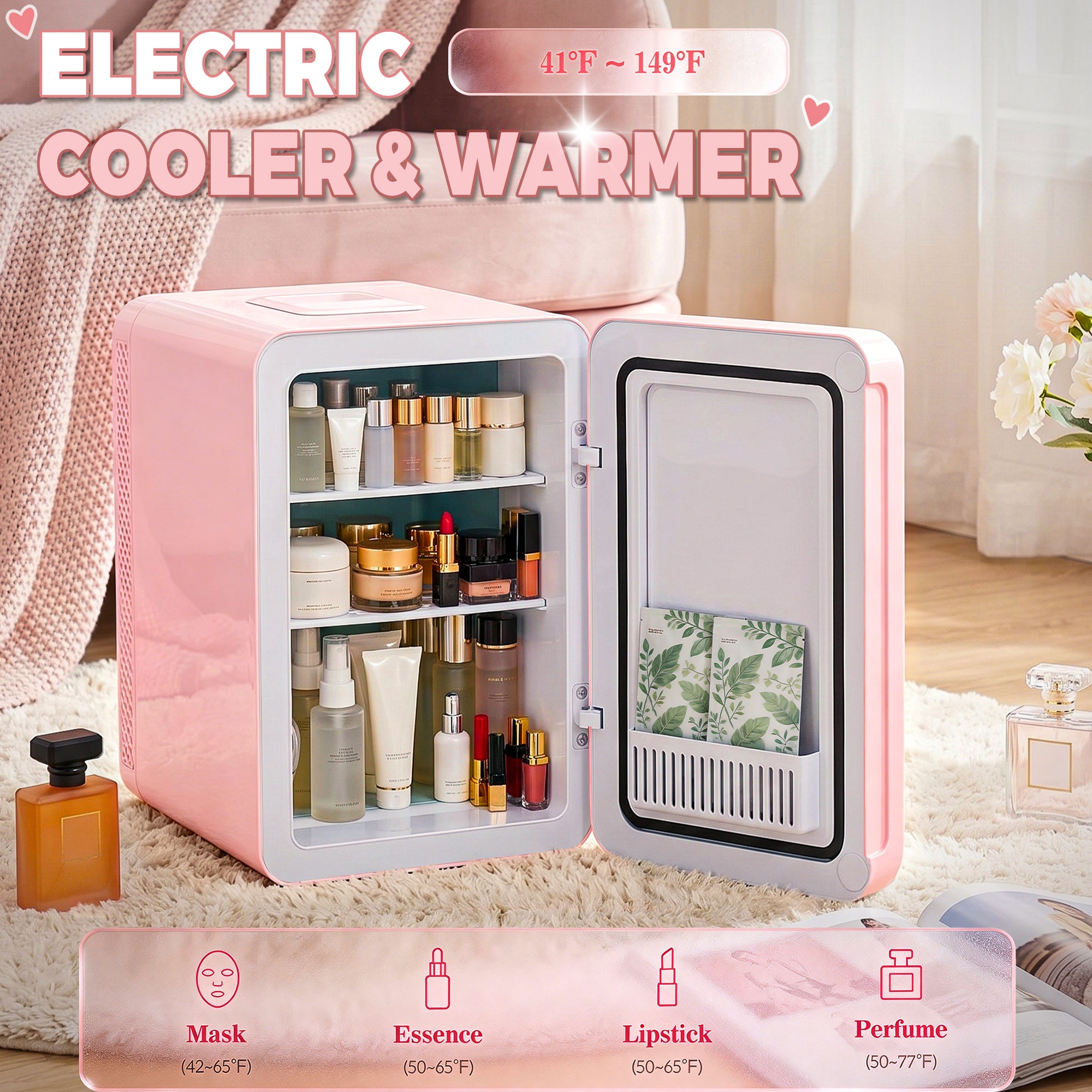 Advwin 16L Mini Skincare Fridge with Mirror & LED Lighting